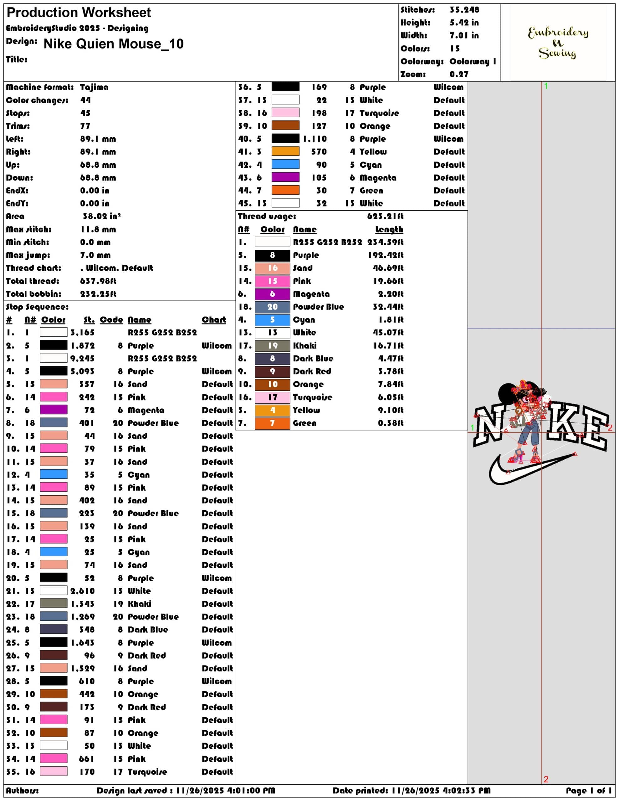 Nike Quien Mouse- Elegant embroidery design file - instant download — view 3