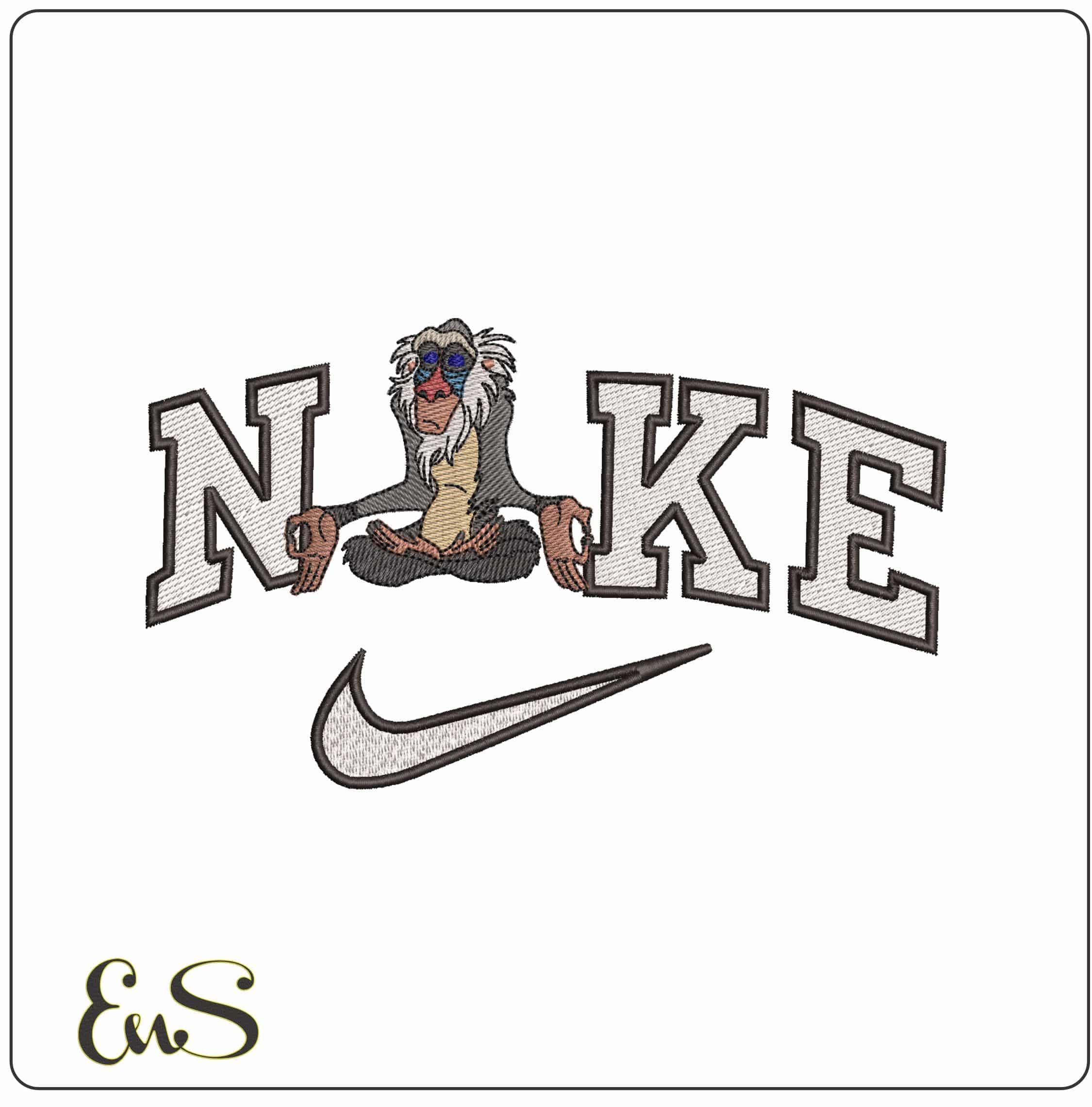 Nike Rafiki Meditating Lion King- Elegant embroidery design file - instant download
