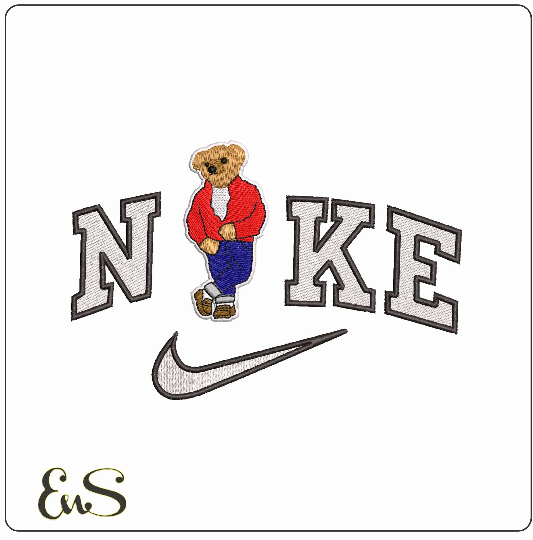 Nike Ralph Lauren Bear as James Dean 1950 Look- Elegant embroidery design file - instant download