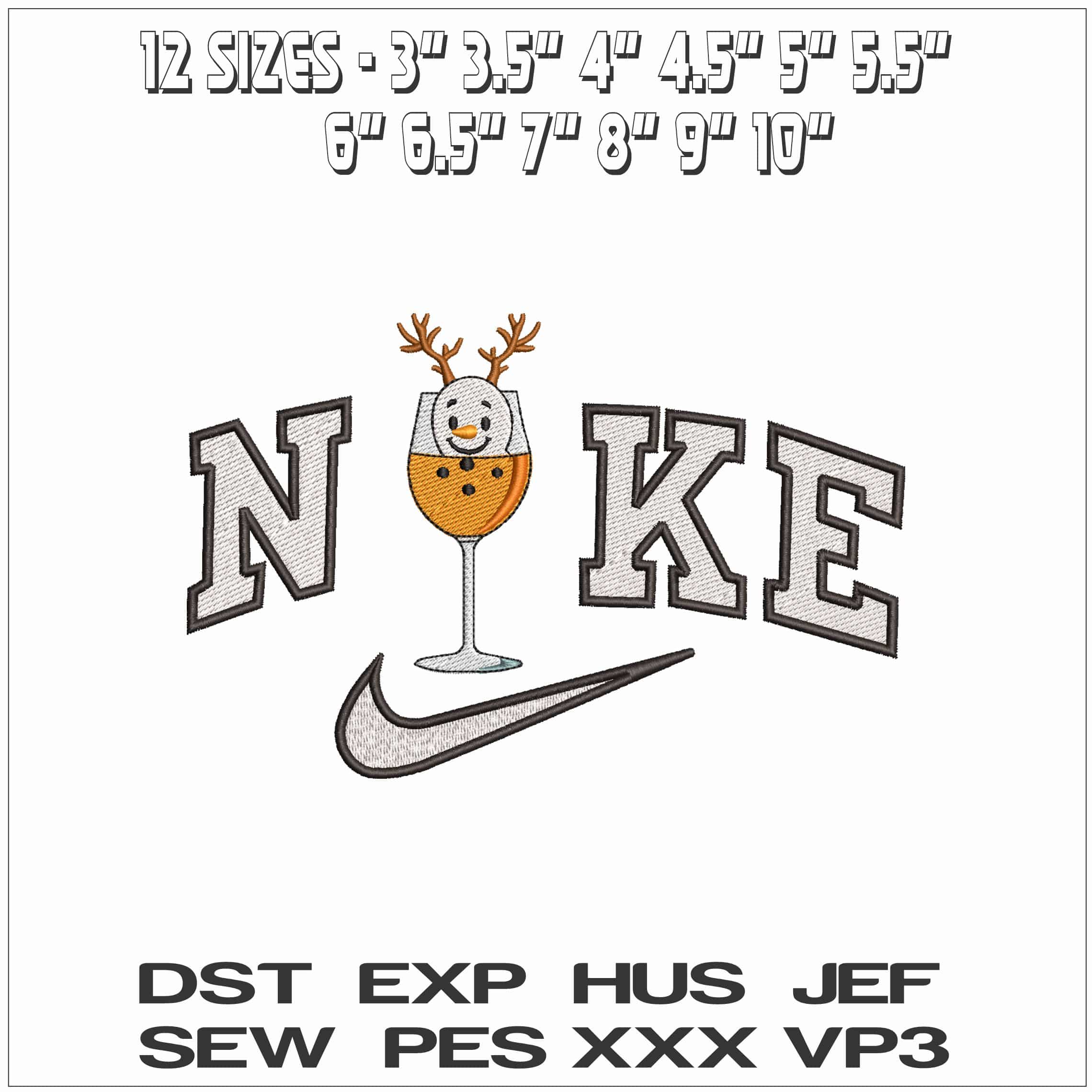 Nike Reindeer Christmas Drinks- Elegant embroidery design file - instant download — view 2