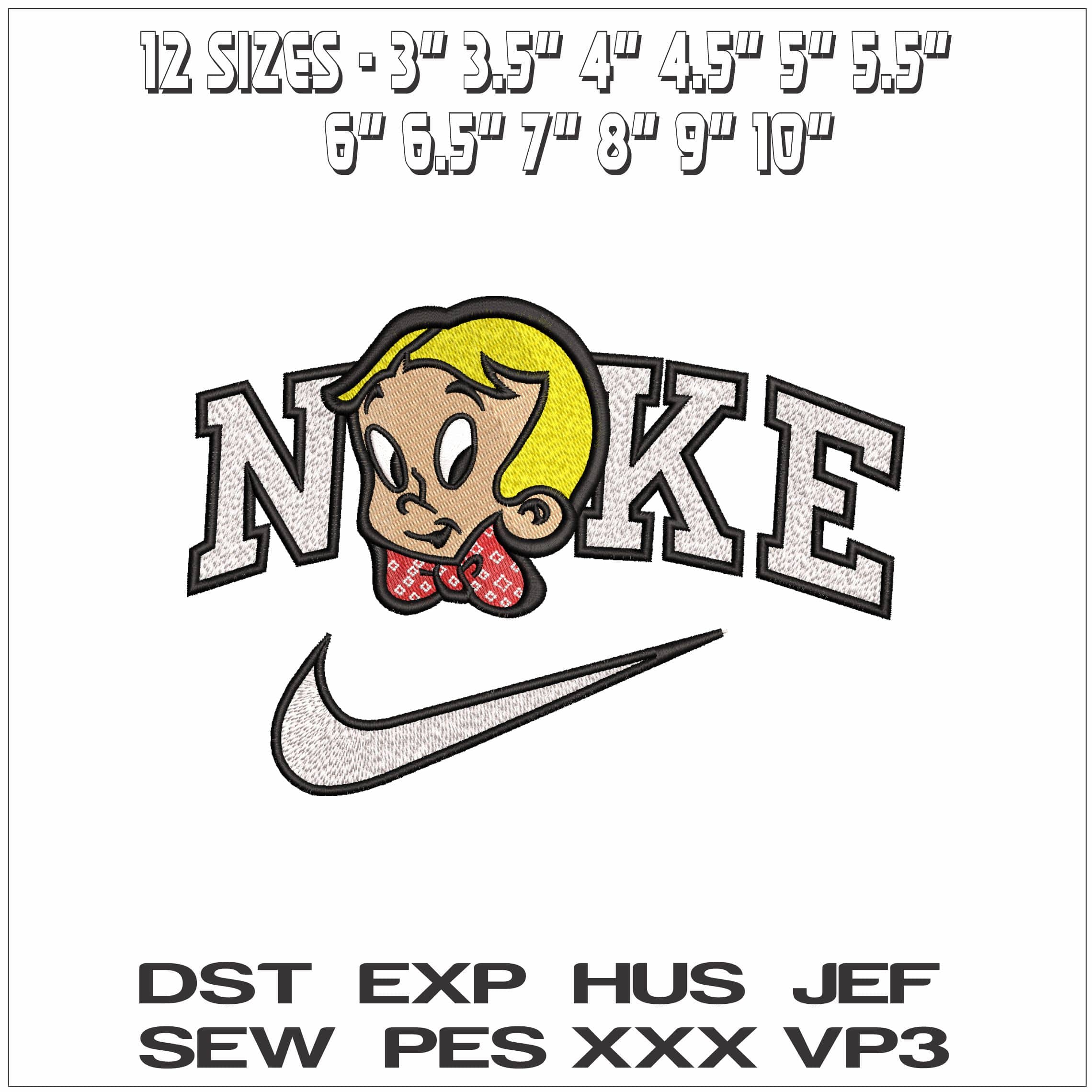 Nike Richie Rich- Elegant embroidery design file - instant download — view 2