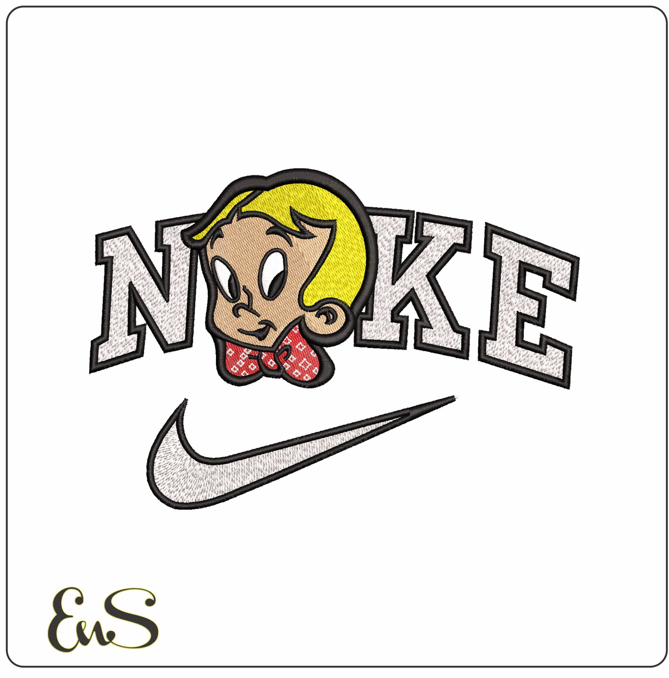 Nike Richie Rich- Elegant embroidery design file - instant download