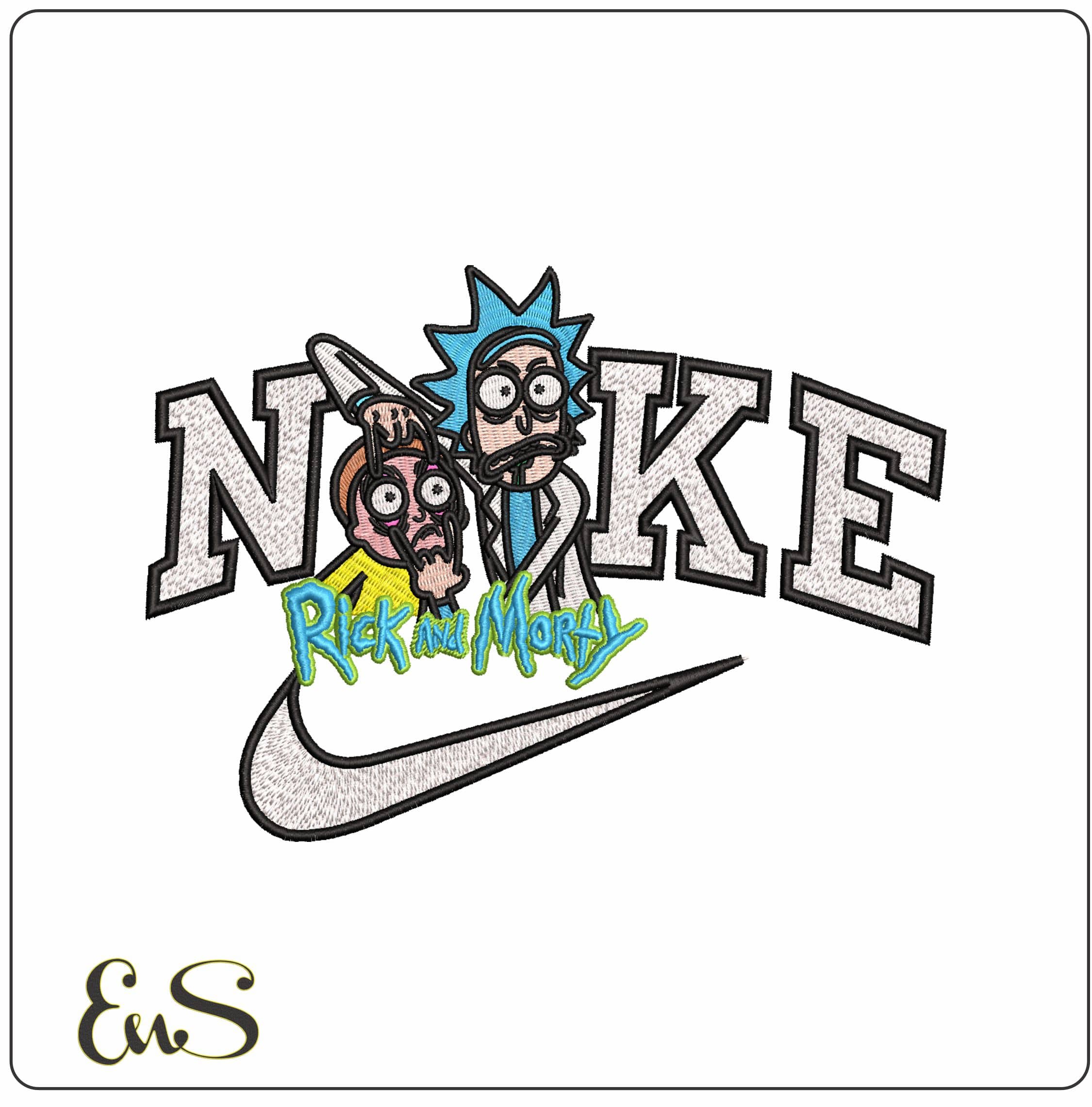 Nike Rick and Morty Cartoon- Elegant embroidery design file - instant download