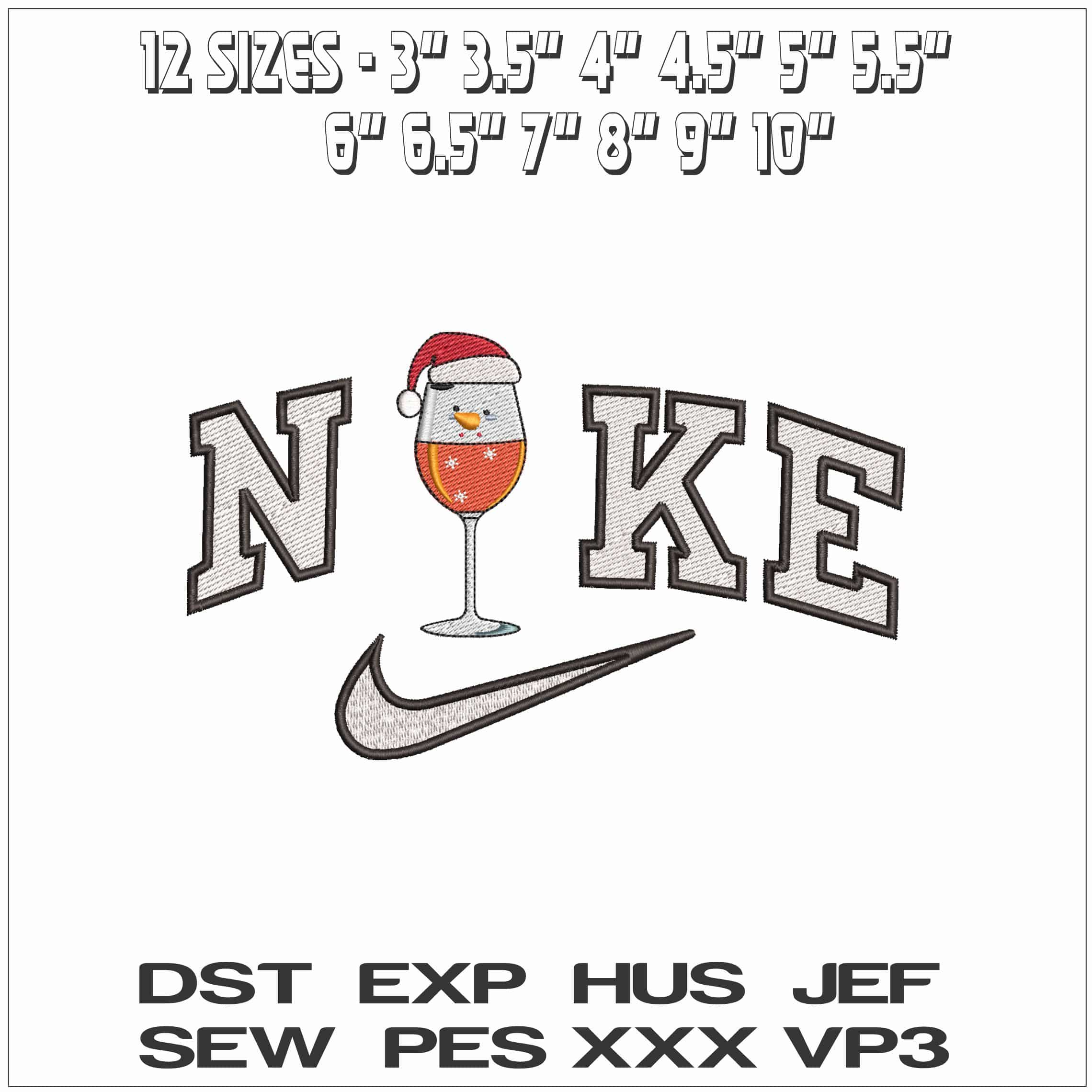 Nike Santa Christmas Drinks- Elegant embroidery design file - instant download — view 2