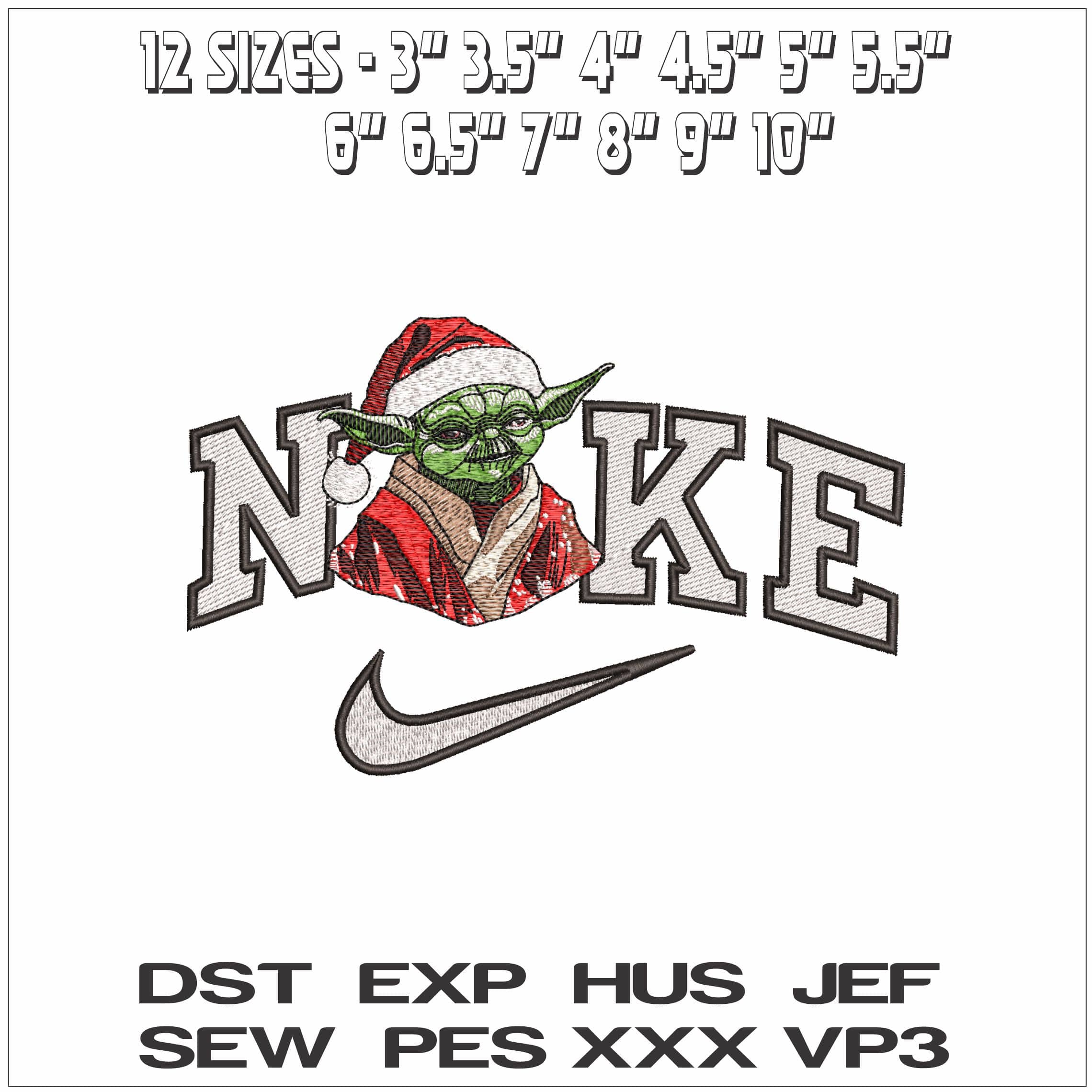 Nike Santa Yoda- Elegant embroidery design file - instant download — view 2