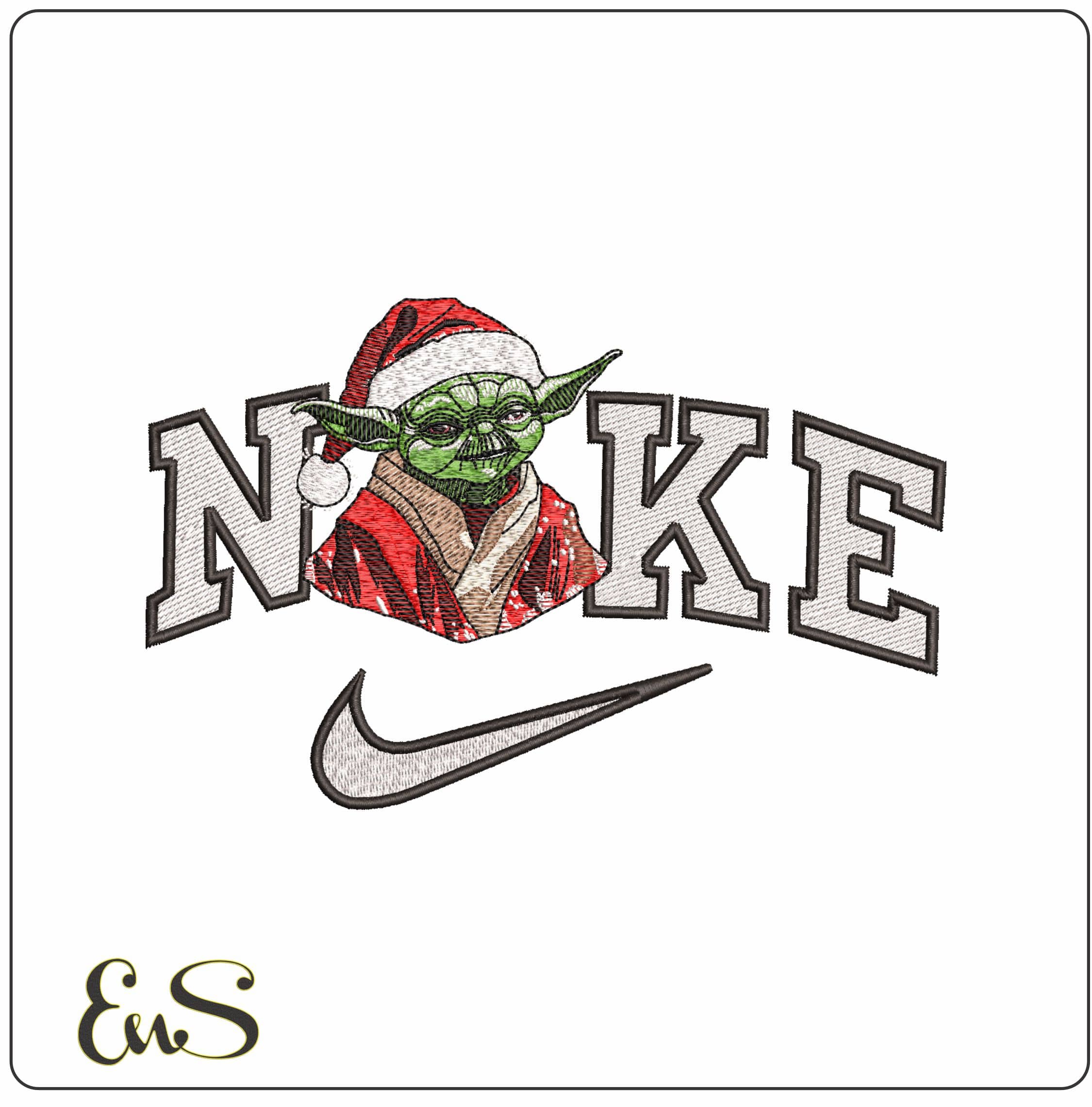 Nike Santa Yoda- Elegant embroidery design file - instant download
