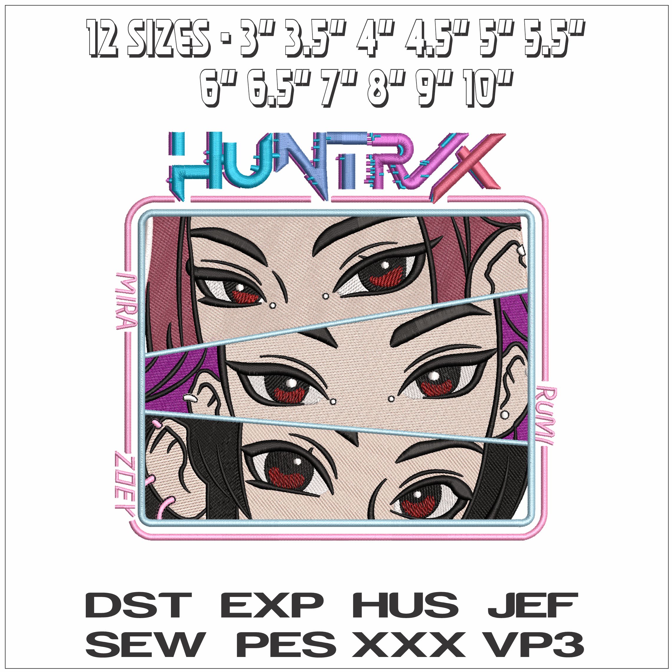 HuntrIx Girls Eyes Mira Zoey Rumi- Elegant embroidery design file - instant download — view 2