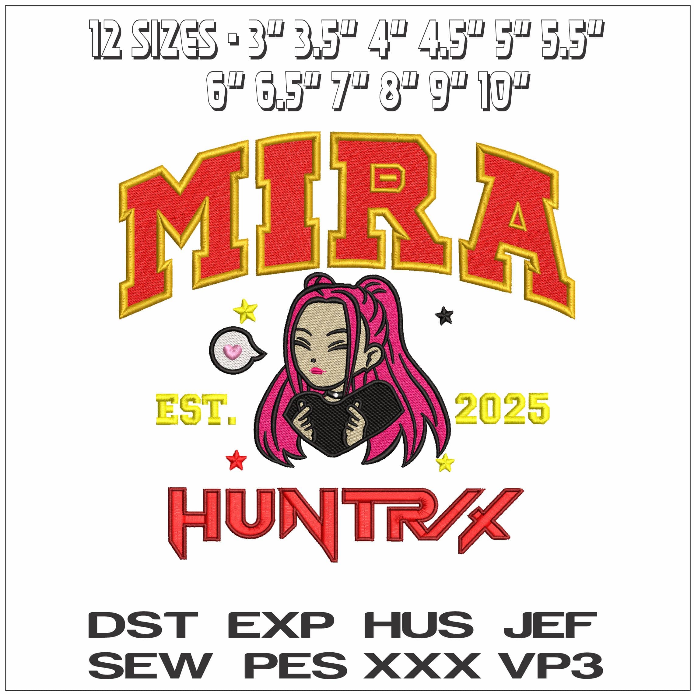 HuntrIx Mira face- Elegant embroidery design file - instant download — view 2