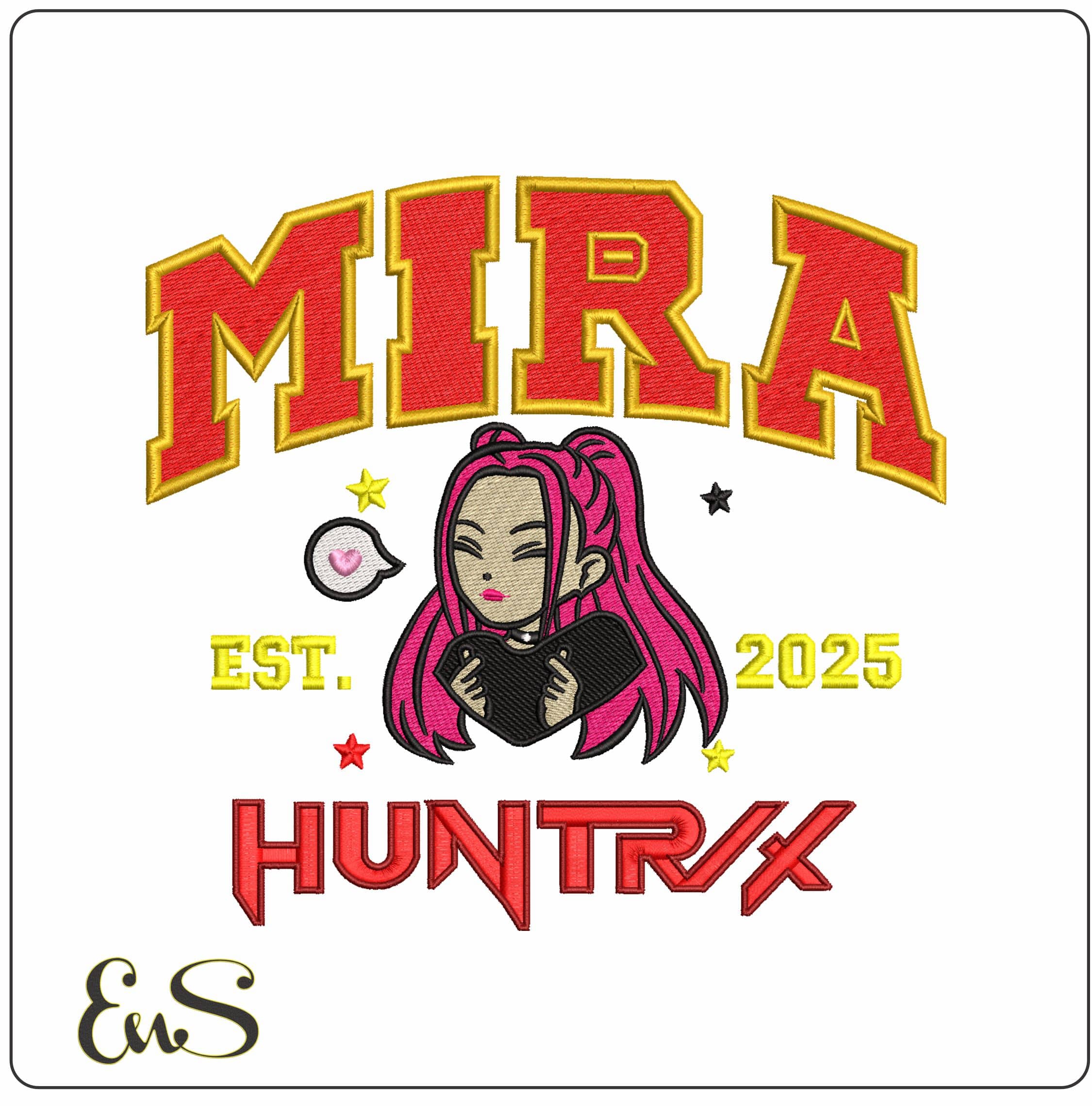 HuntrIx Mira face- Elegant embroidery design file - instant download