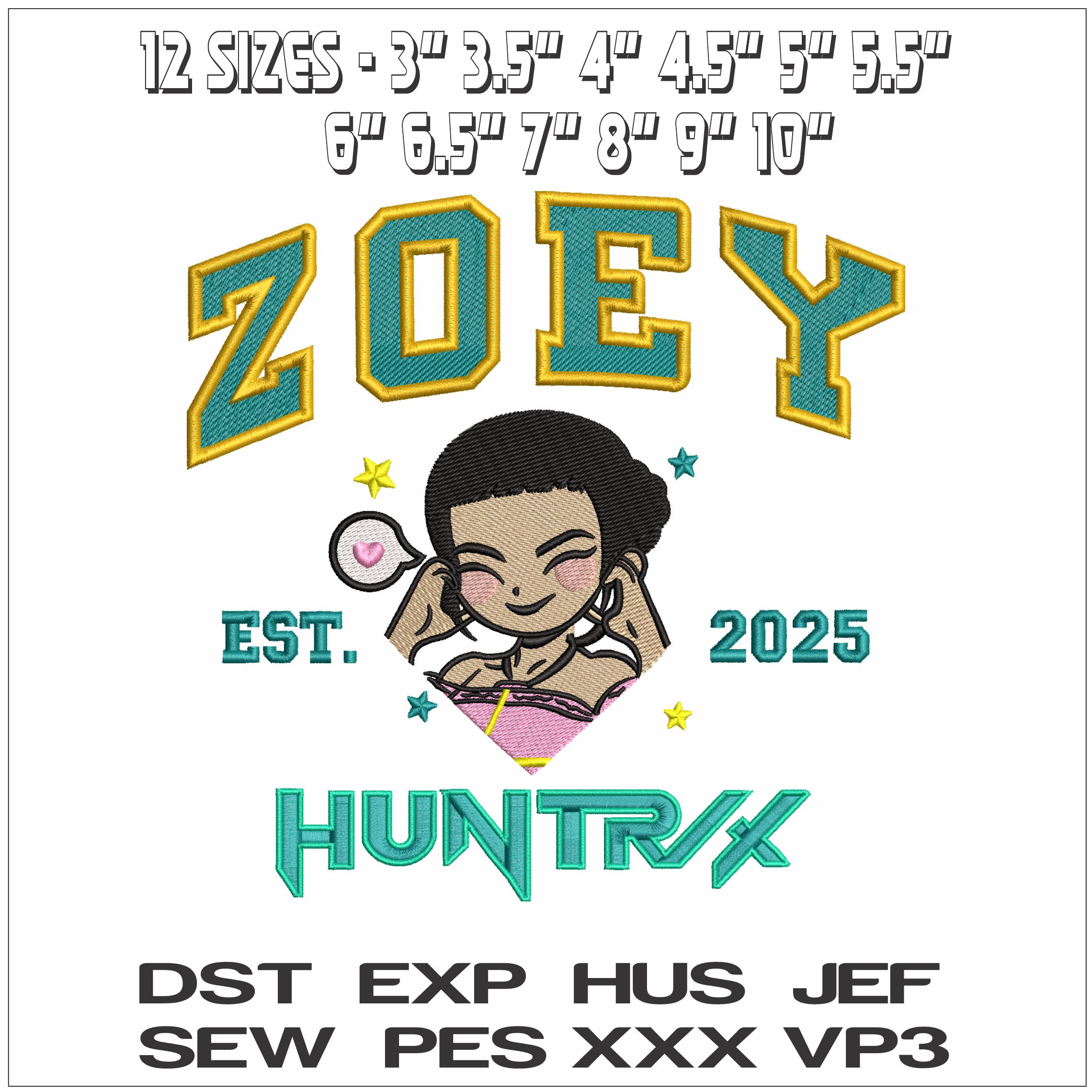 HuntrIx Zoey face- Elegant embroidery design file - instant download — view 2