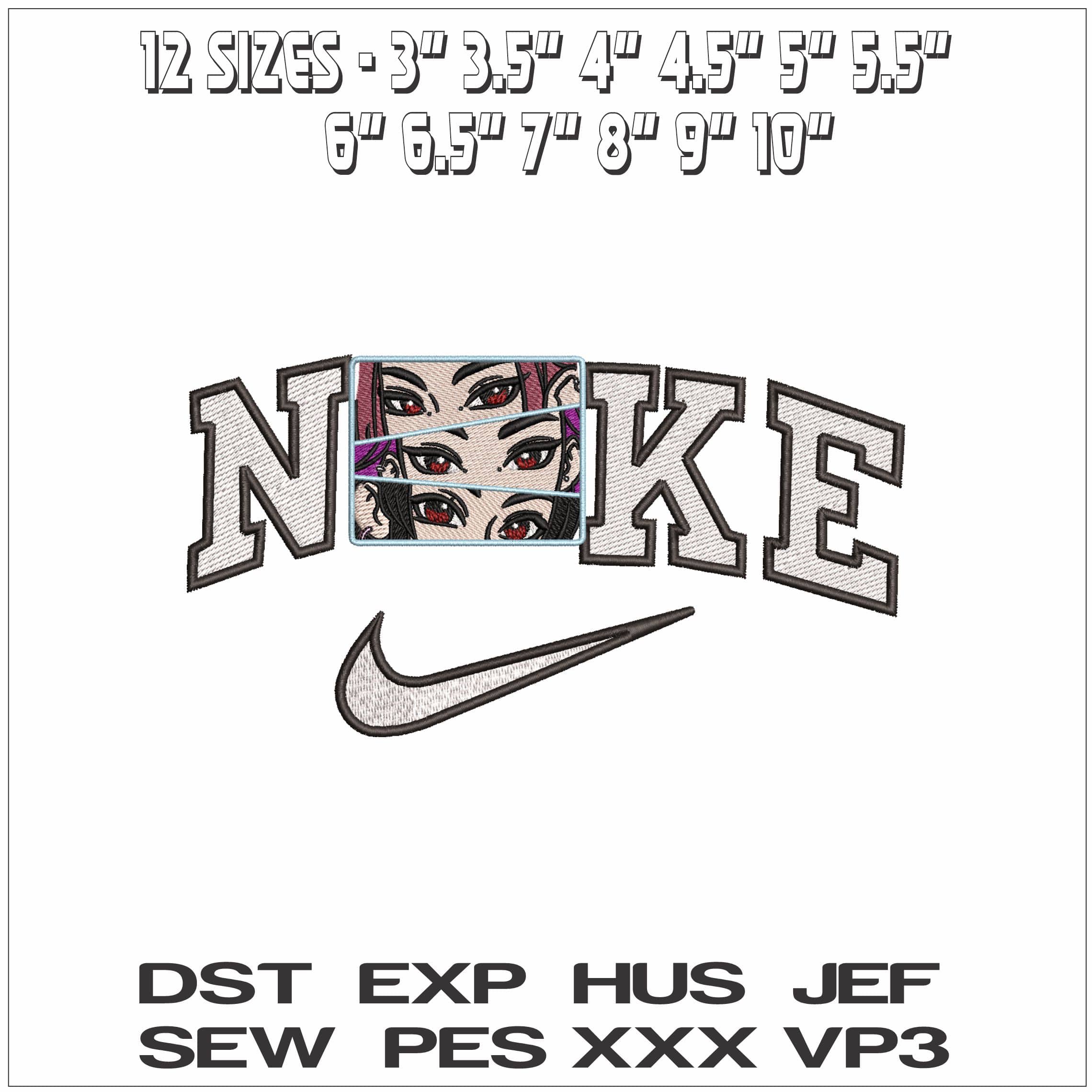 Nike HuntrIx Girls Eyes Mira Zoey Rumi- Elegant embroidery design file - instant download — view 2