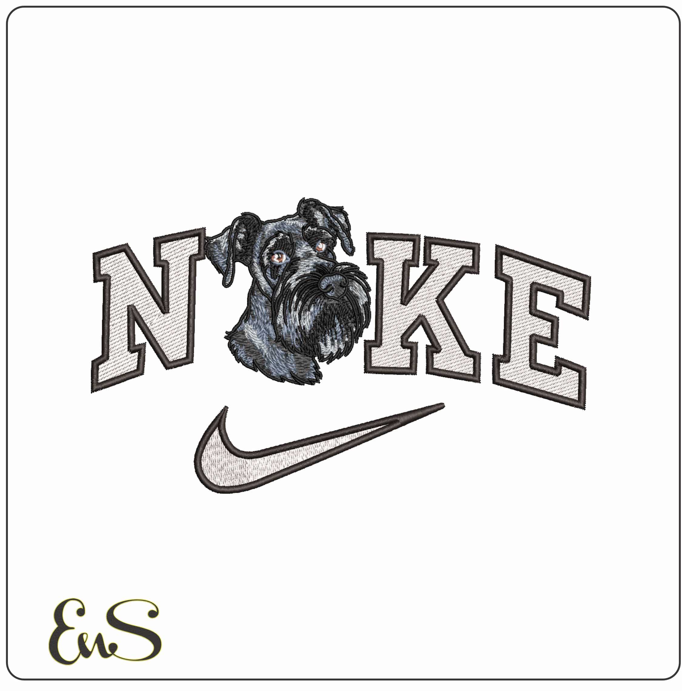 Nike Schnauzer Dog Head- Elegant embroidery design file - instant download