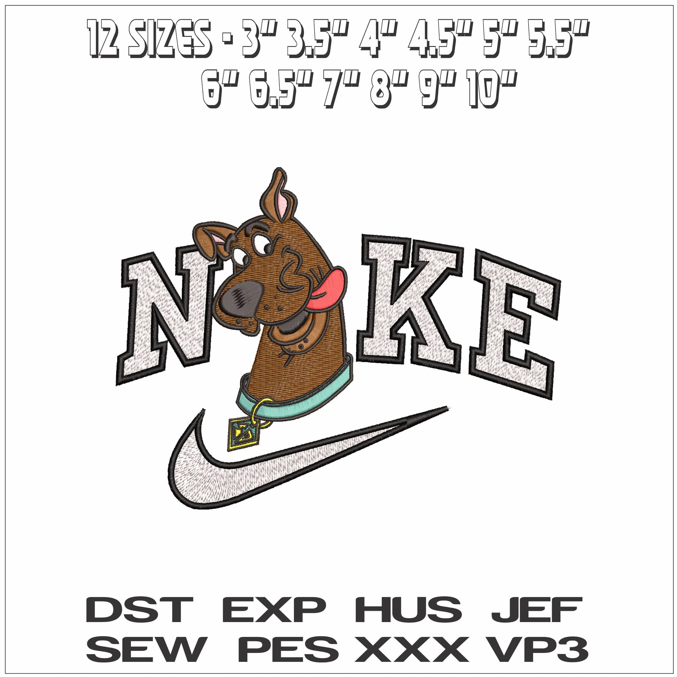 Nike Scooby Doo Head Looney Tunes- Elegant embroidery design file - instant download — view 2