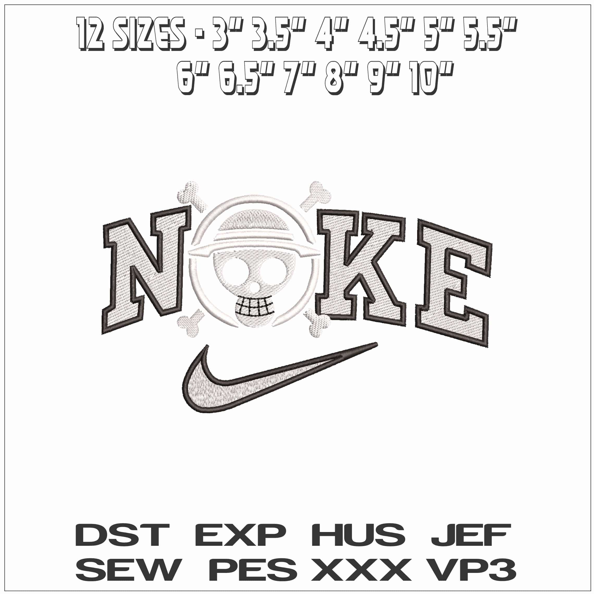 Nike Simple One Piece logo Anime- Elegant embroidery design file - instant download — view 2