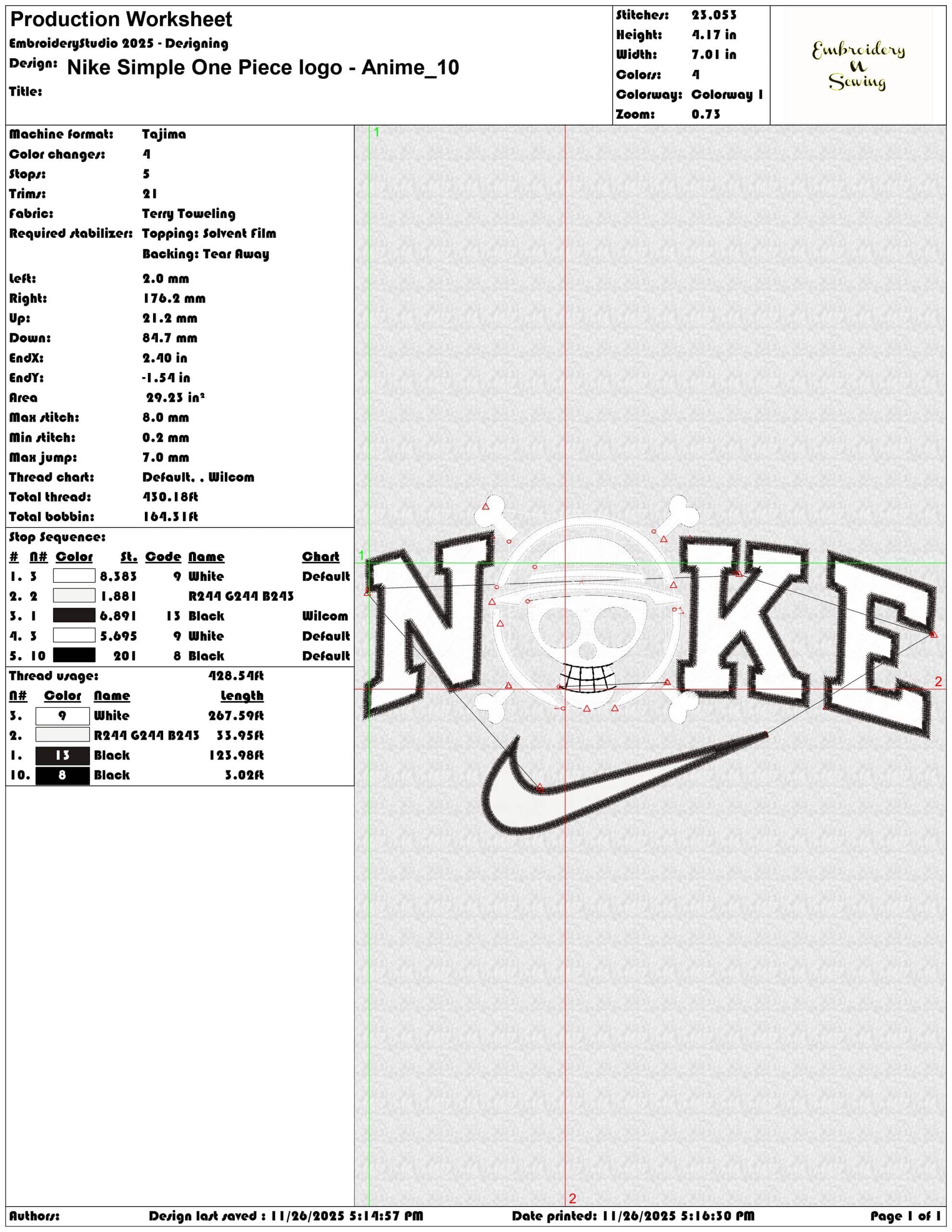 Nike Simple One Piece logo Anime- Elegant embroidery design file - instant download — view 3