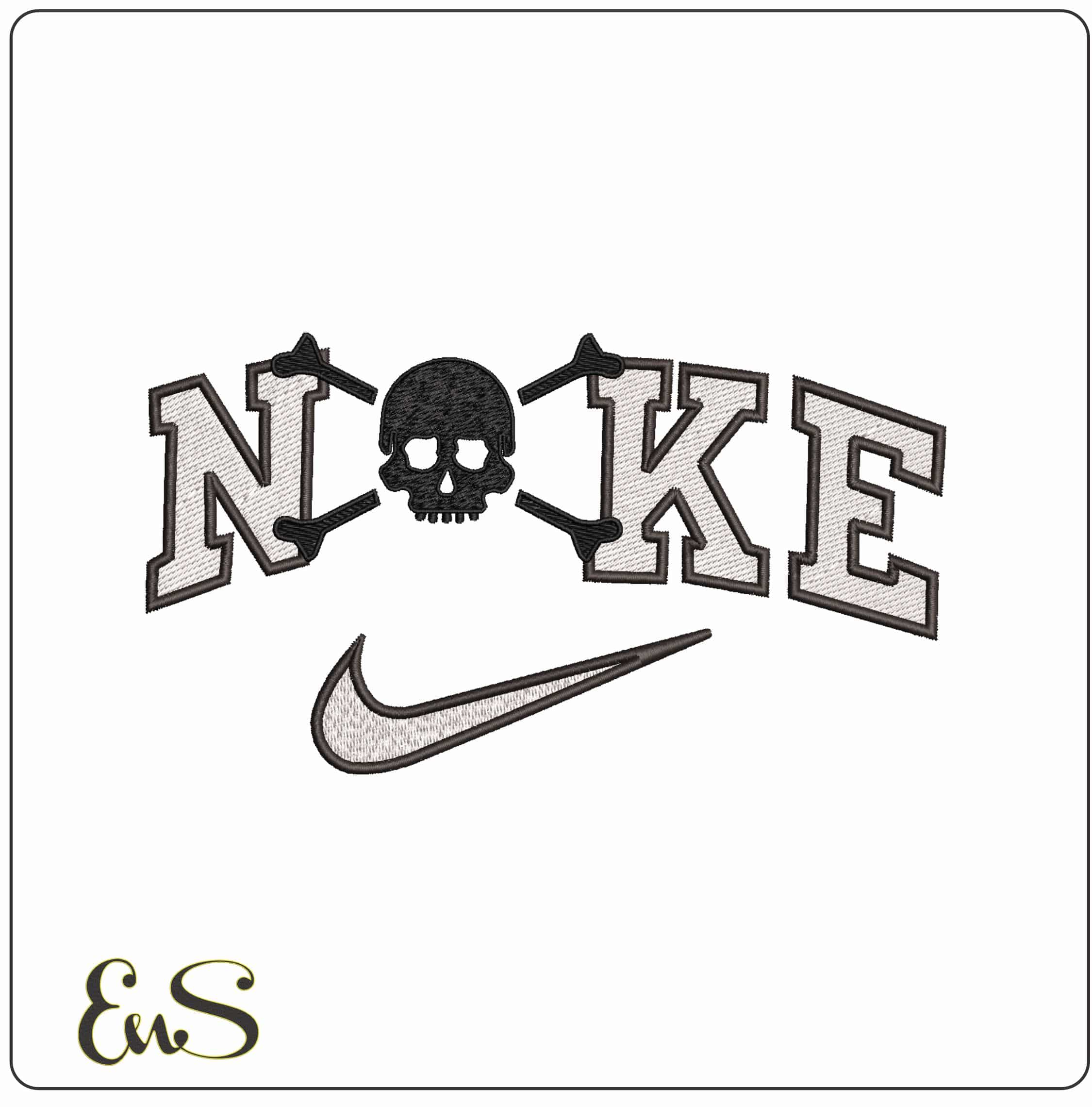 Nike Skull and Cross bones- Elegant embroidery design file - instant download