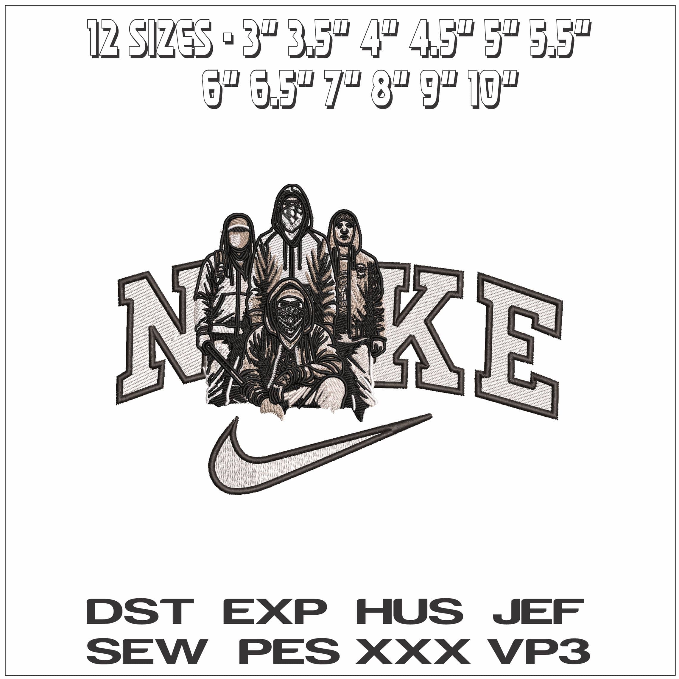 Nike Small Street Gang- Elegant embroidery design file - instant download — view 2