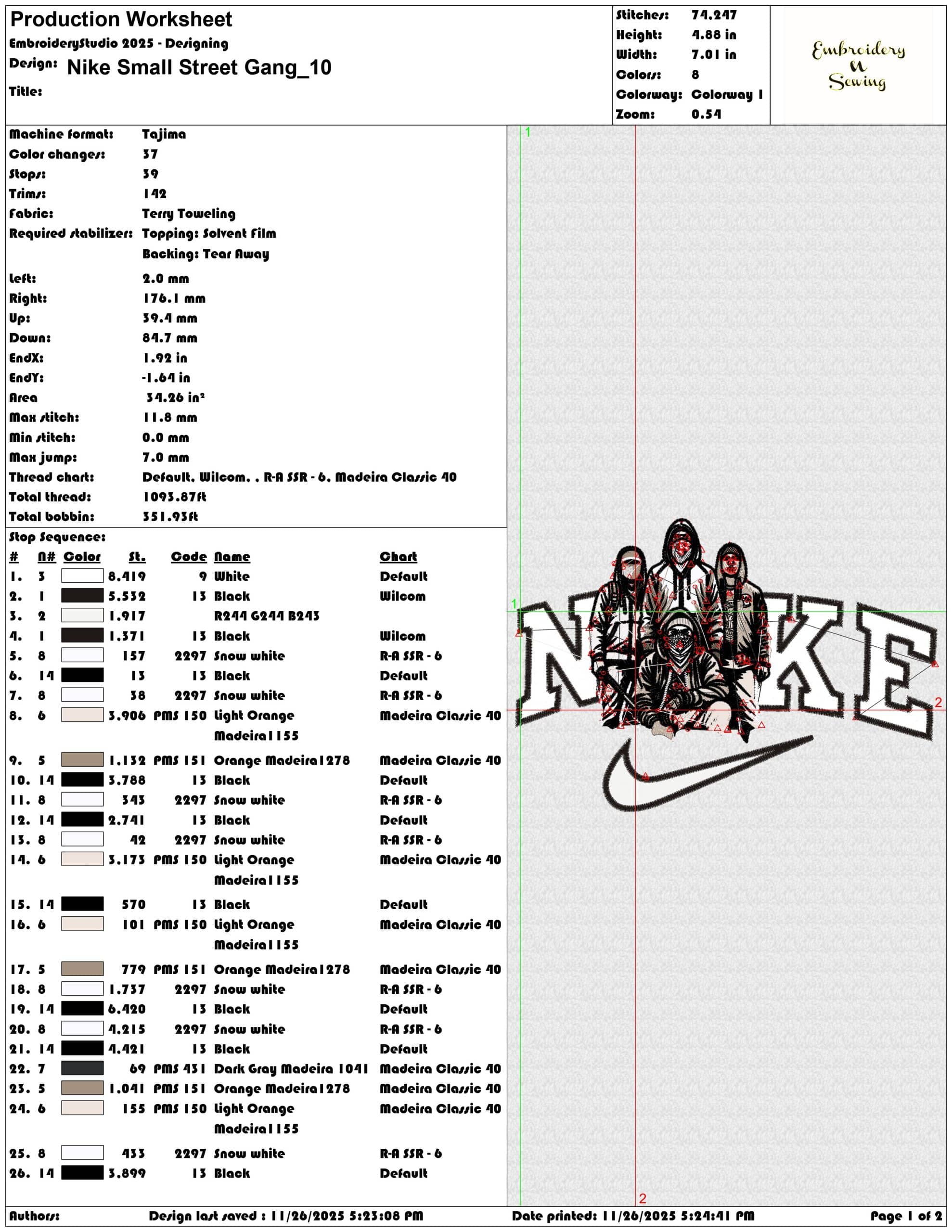 Nike Small Street Gang- Elegant embroidery design file - instant download — view 3