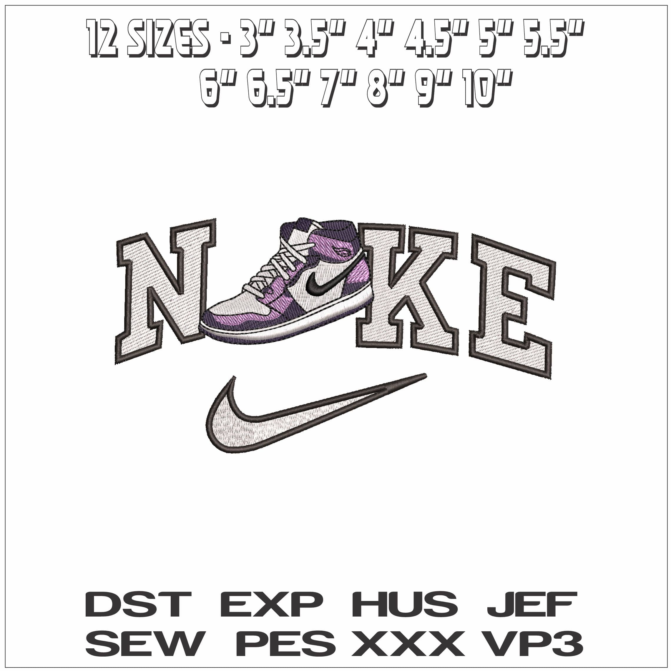 Nike Sneaker with Nike Logo- Elegant embroidery design file - instant download — view 2