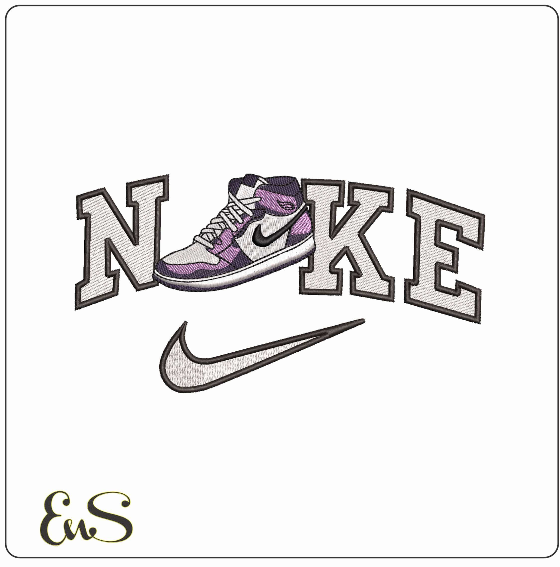 Nike Sneaker with Nike Logo- Elegant embroidery design file - instant download
