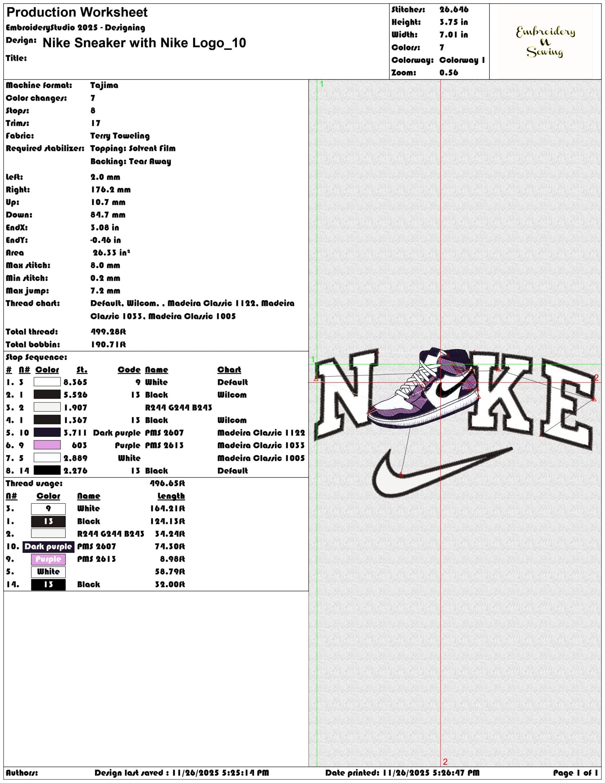 Nike Sneaker with Nike Logo- Elegant embroidery design file - instant download — view 3