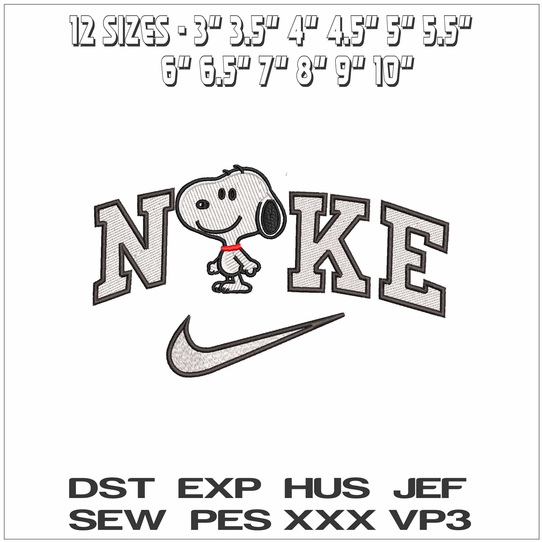Nike Snoopy- Elegant embroidery design file - instant download — view 2