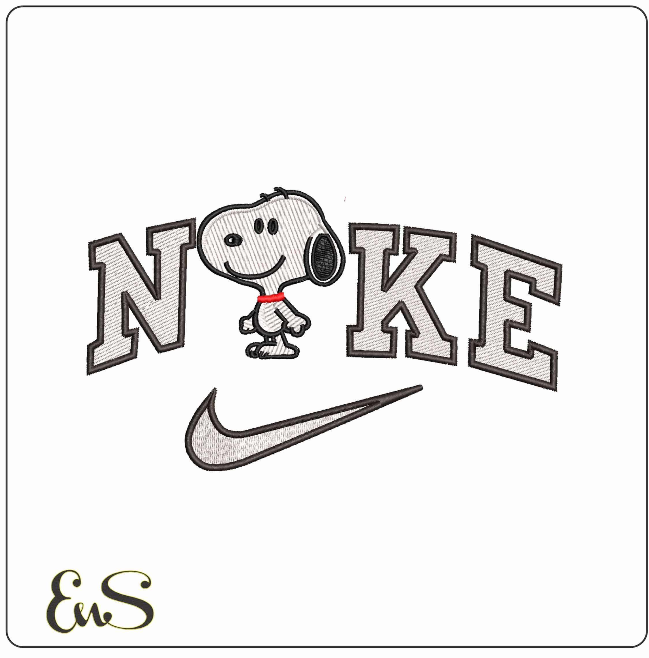 Nike Snoopy- Elegant embroidery design file - instant download