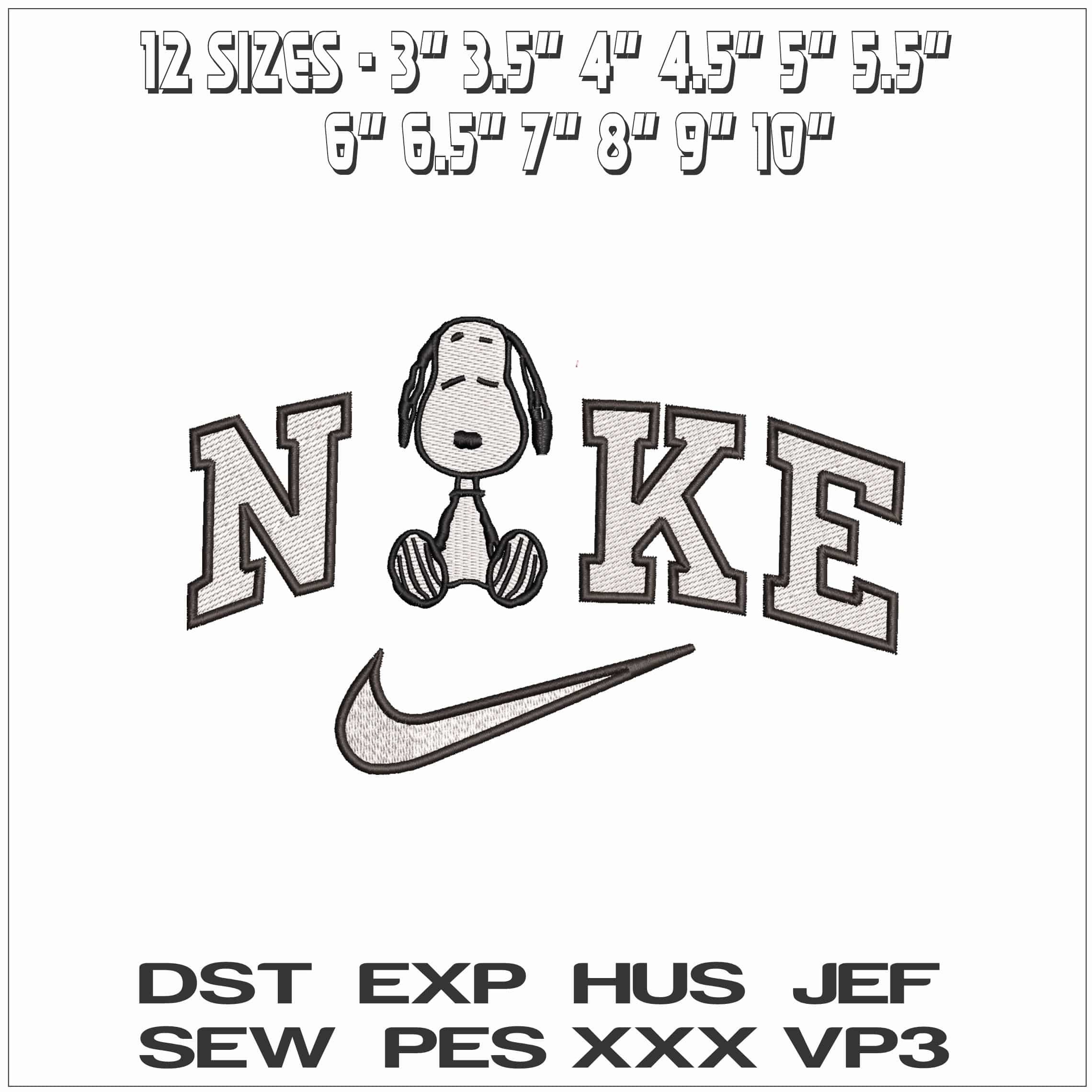 Nike Snoopy Sitting- Elegant embroidery design file - instant download — view 2