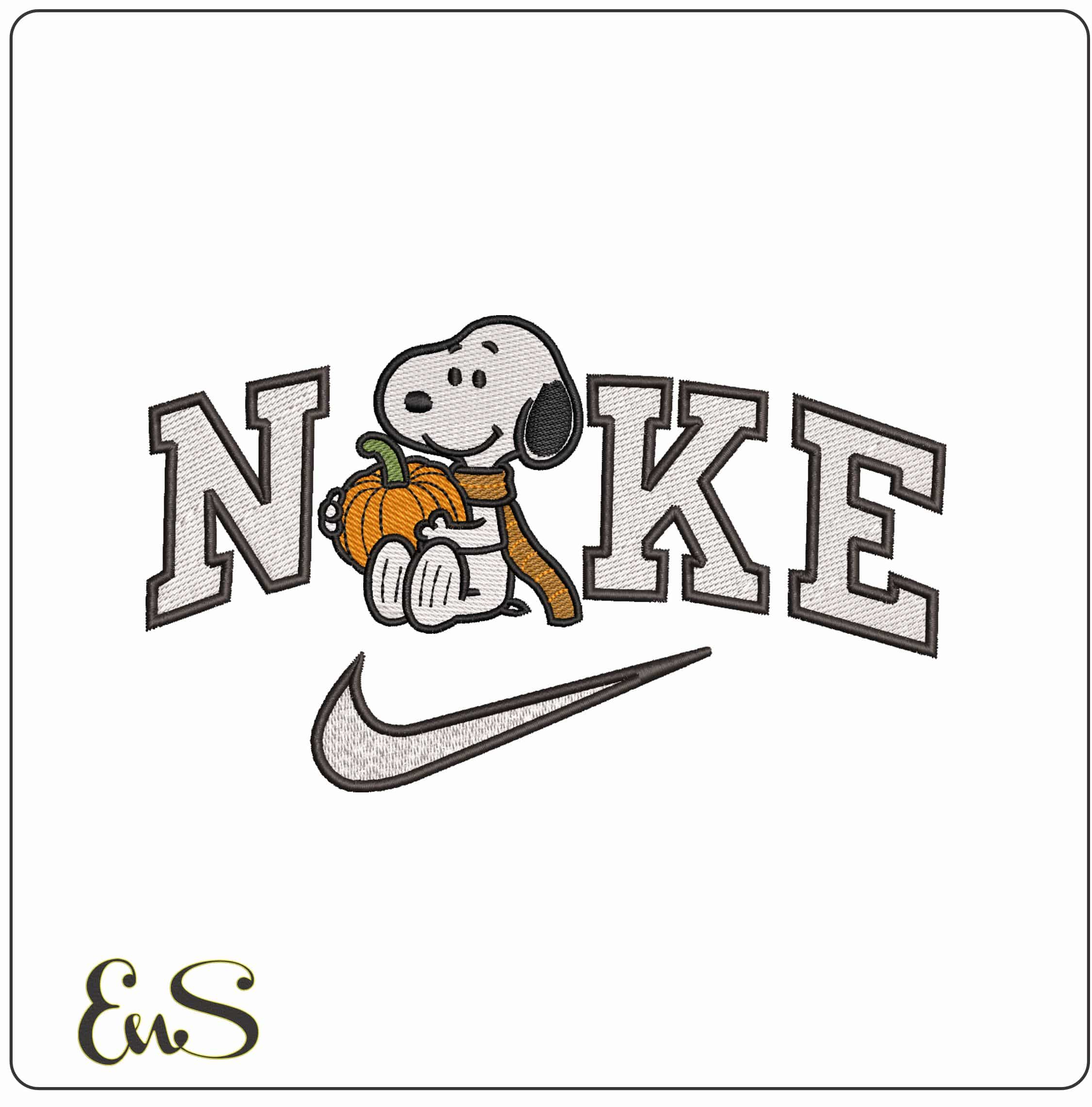 Nike Snoopy with Pumpkin- Elegant embroidery design file - instant download