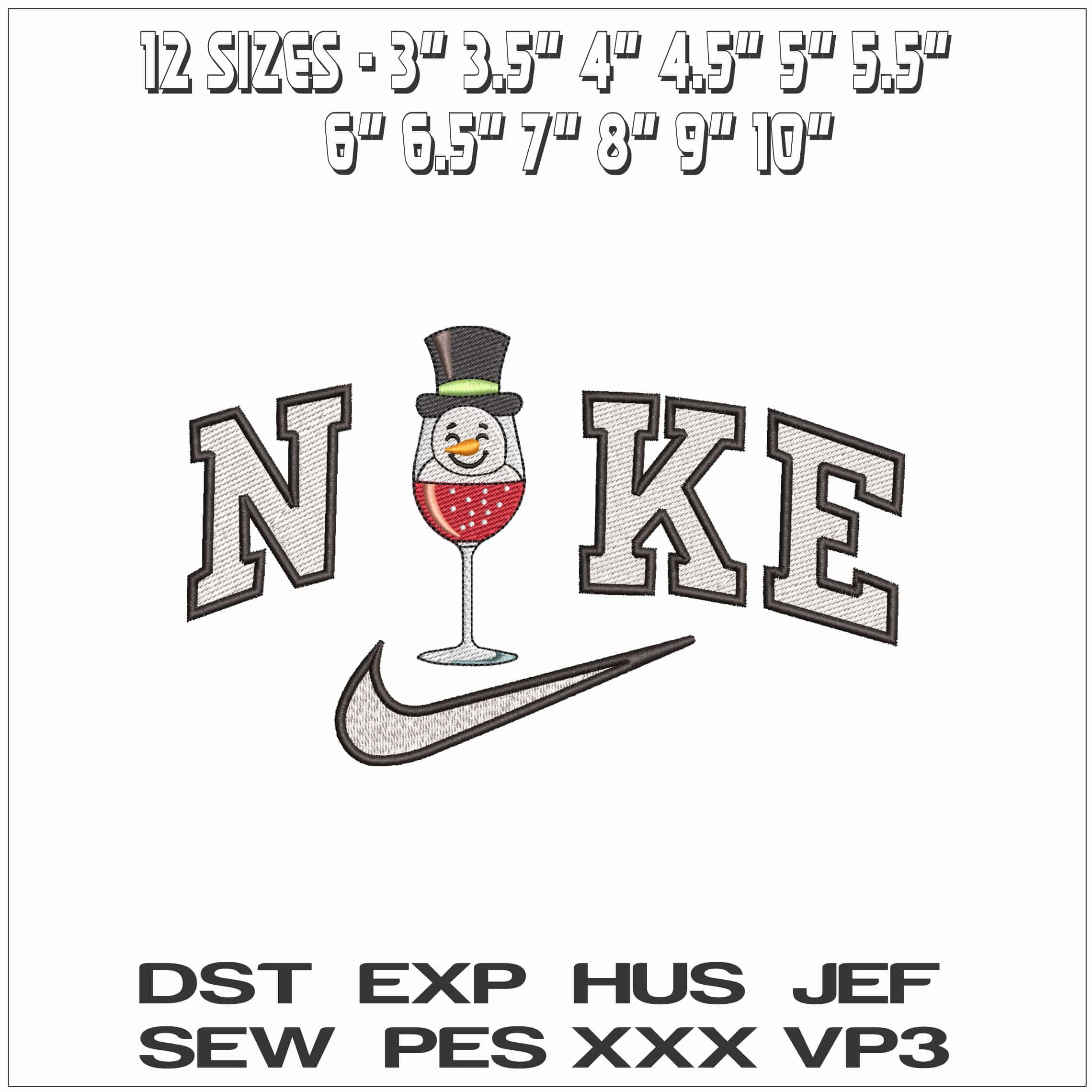 Nike Snowman Christmas Drinks- Elegant embroidery design file - instant download — view 2