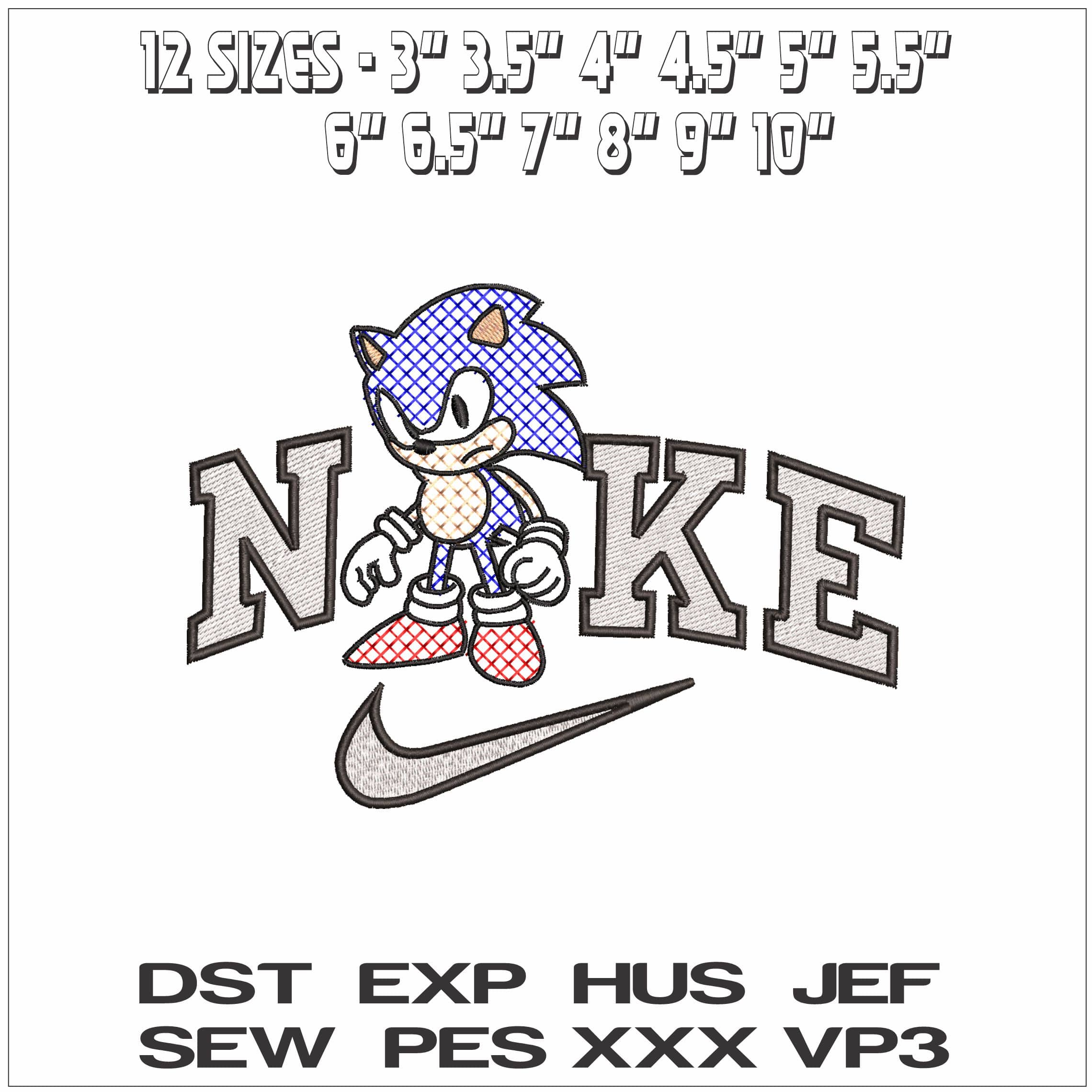 Nike Sonic Hashed Outlines- Elegant embroidery design file - instant download — view 2