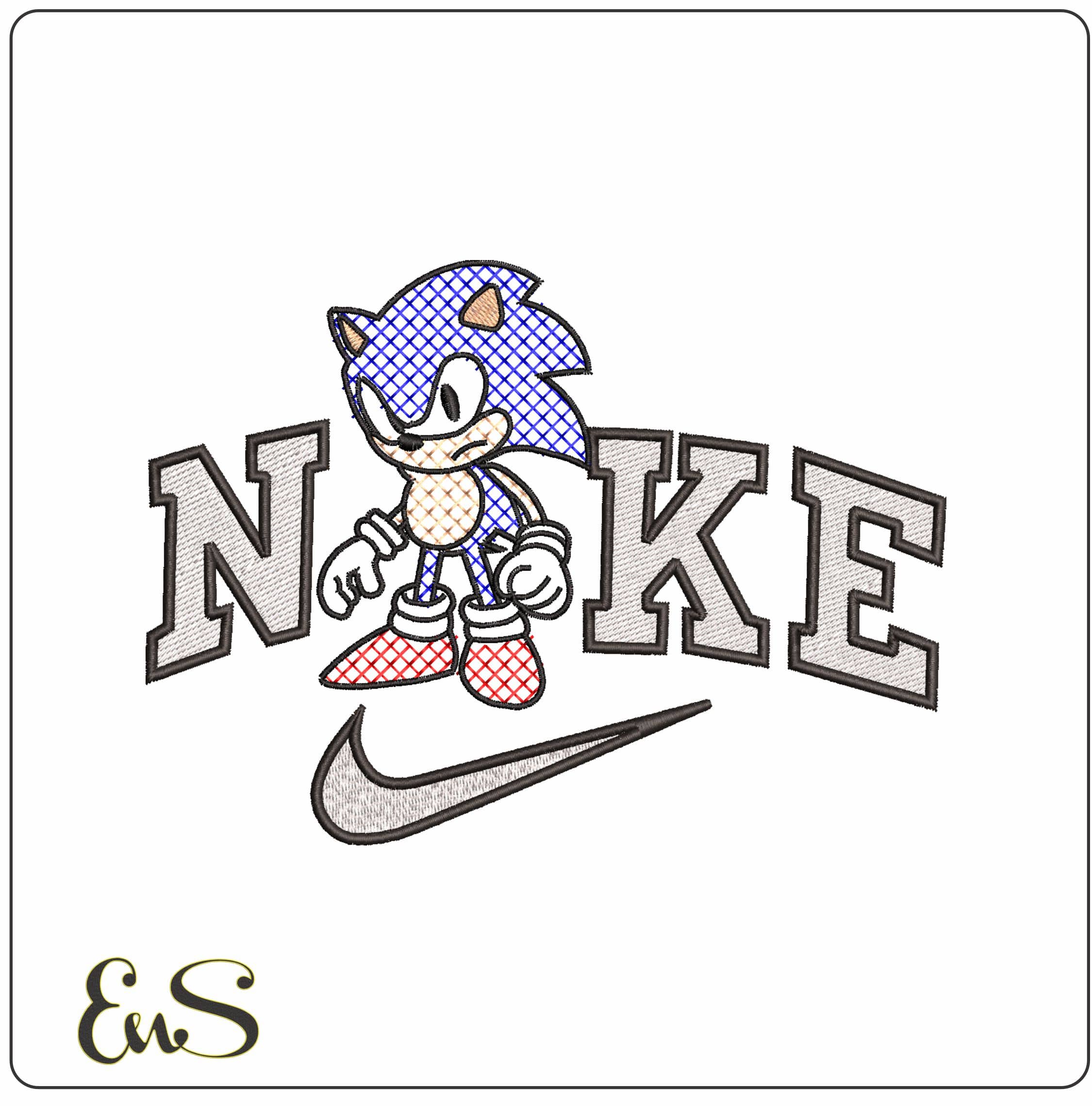 Nike Sonic Hashed Outlines- Elegant embroidery design file - instant download