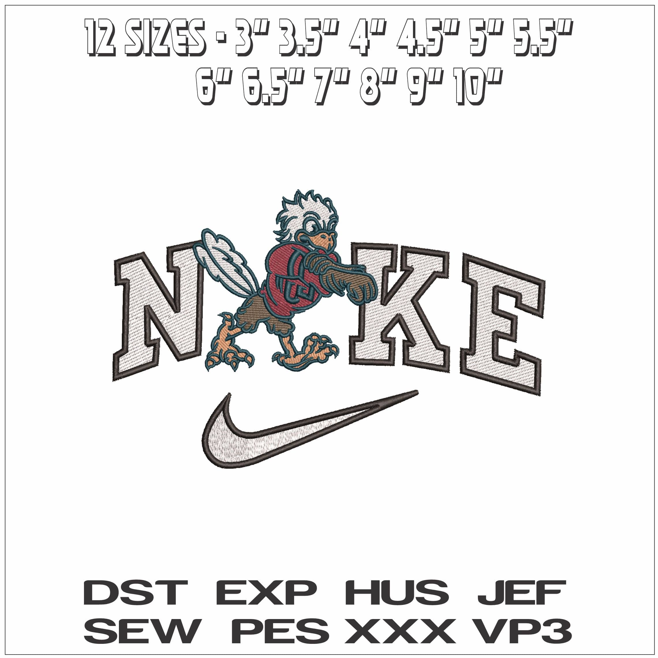 Nike Sparky Mascot Liberty University- Elegant embroidery design file - instant download — view 2