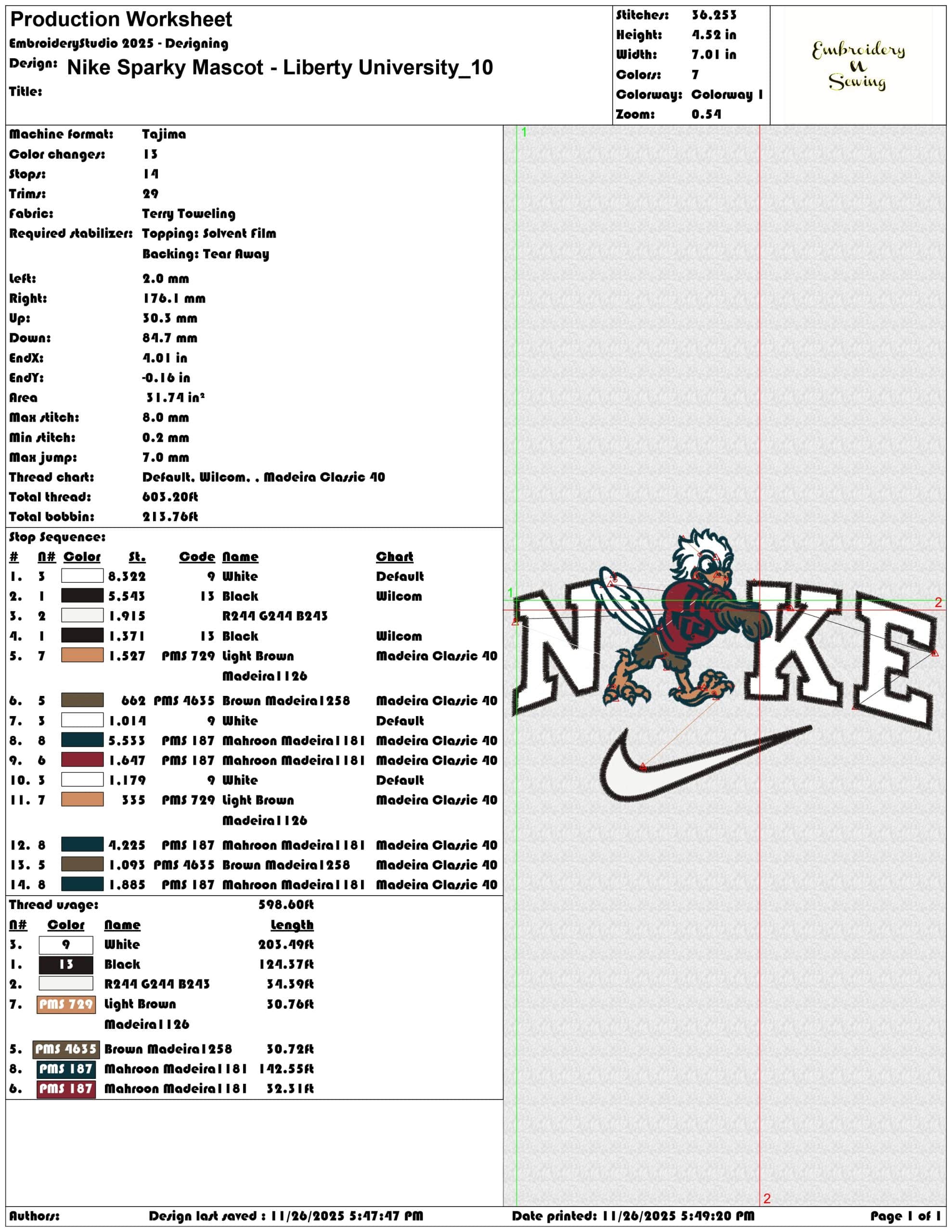 Nike Sparky Mascot Liberty University- Elegant embroidery design file - instant download — view 3