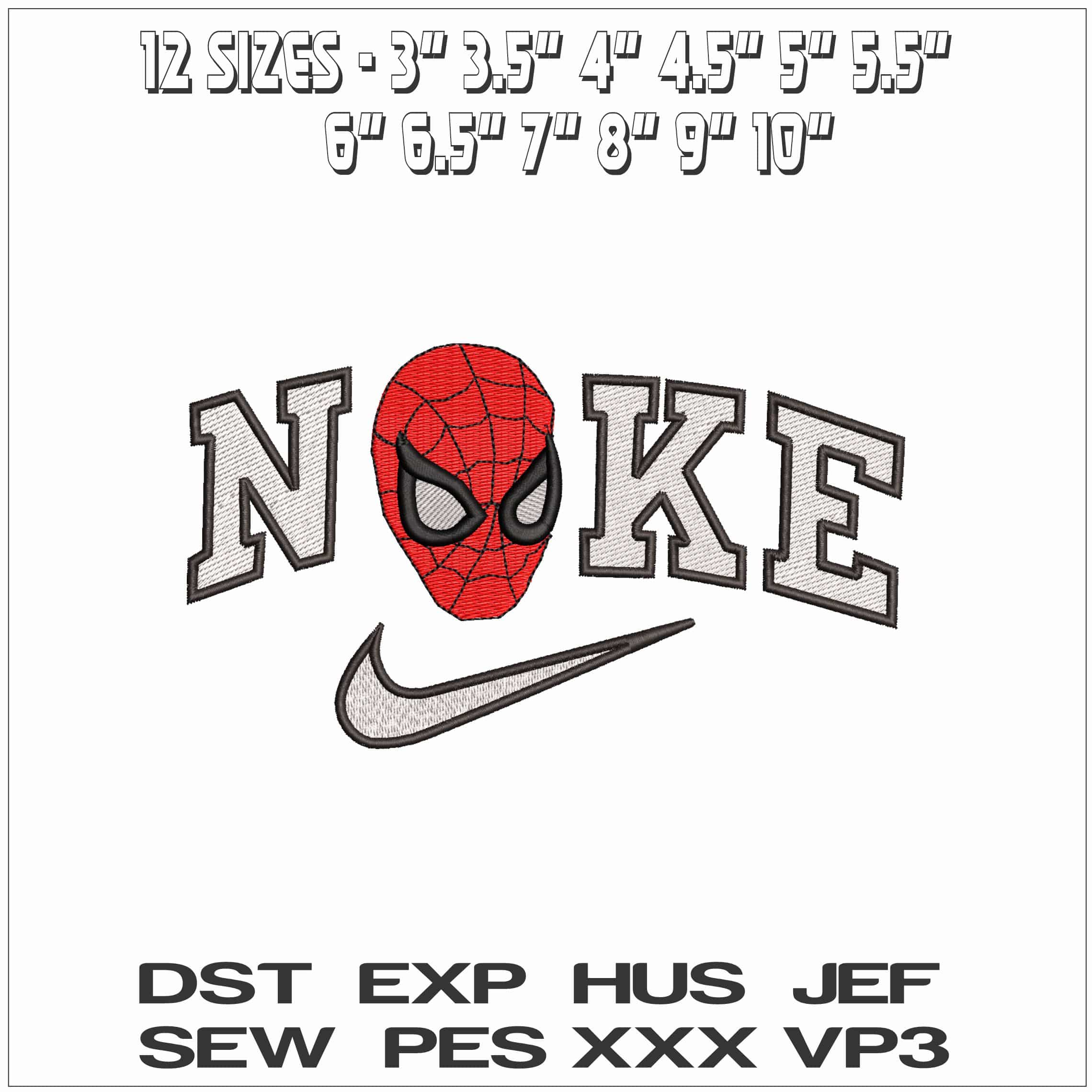 Nike Spiderman Mask- Elegant embroidery design file - instant download — view 2