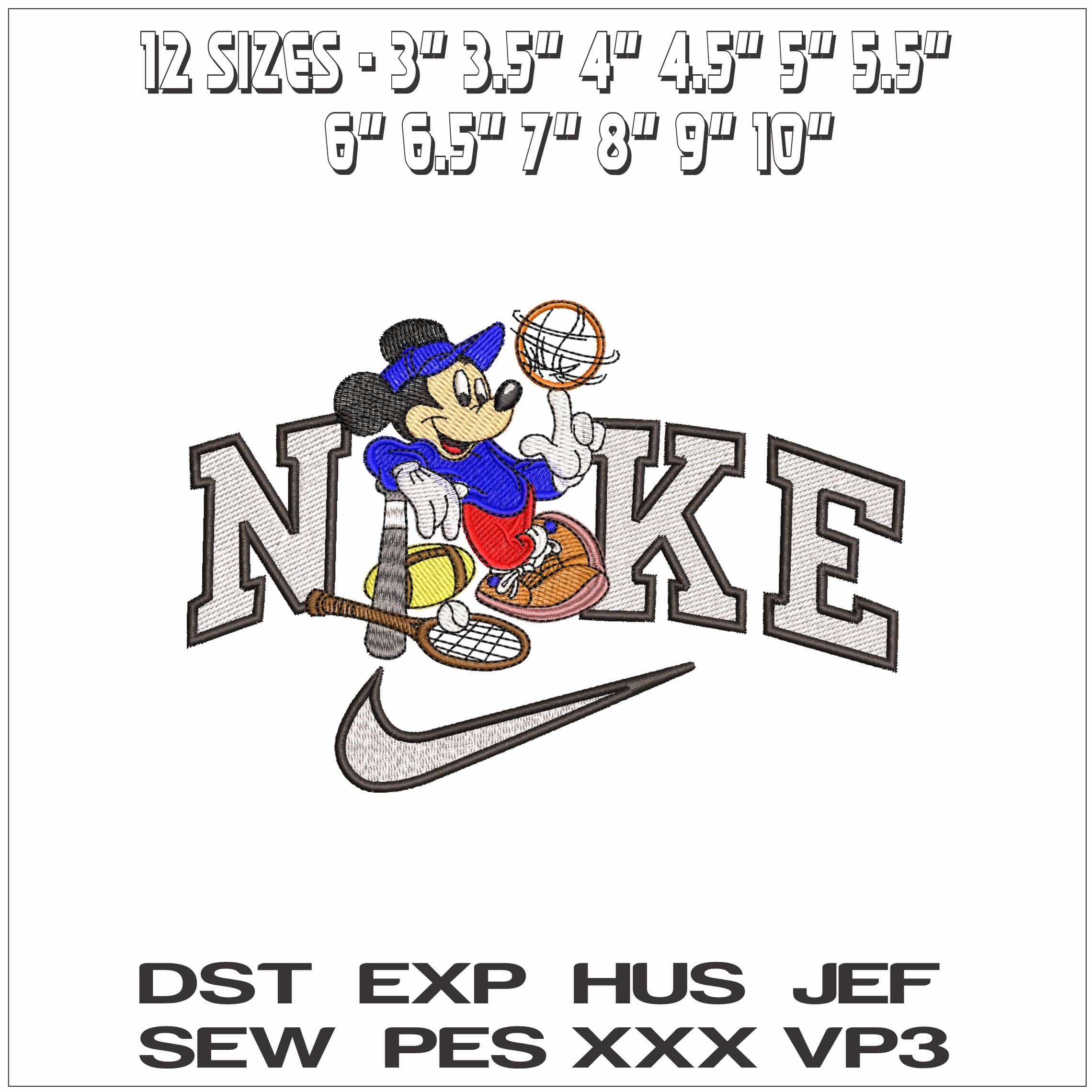 Nike Sports Mickey Mouse- Elegant embroidery design file - instant download — view 2