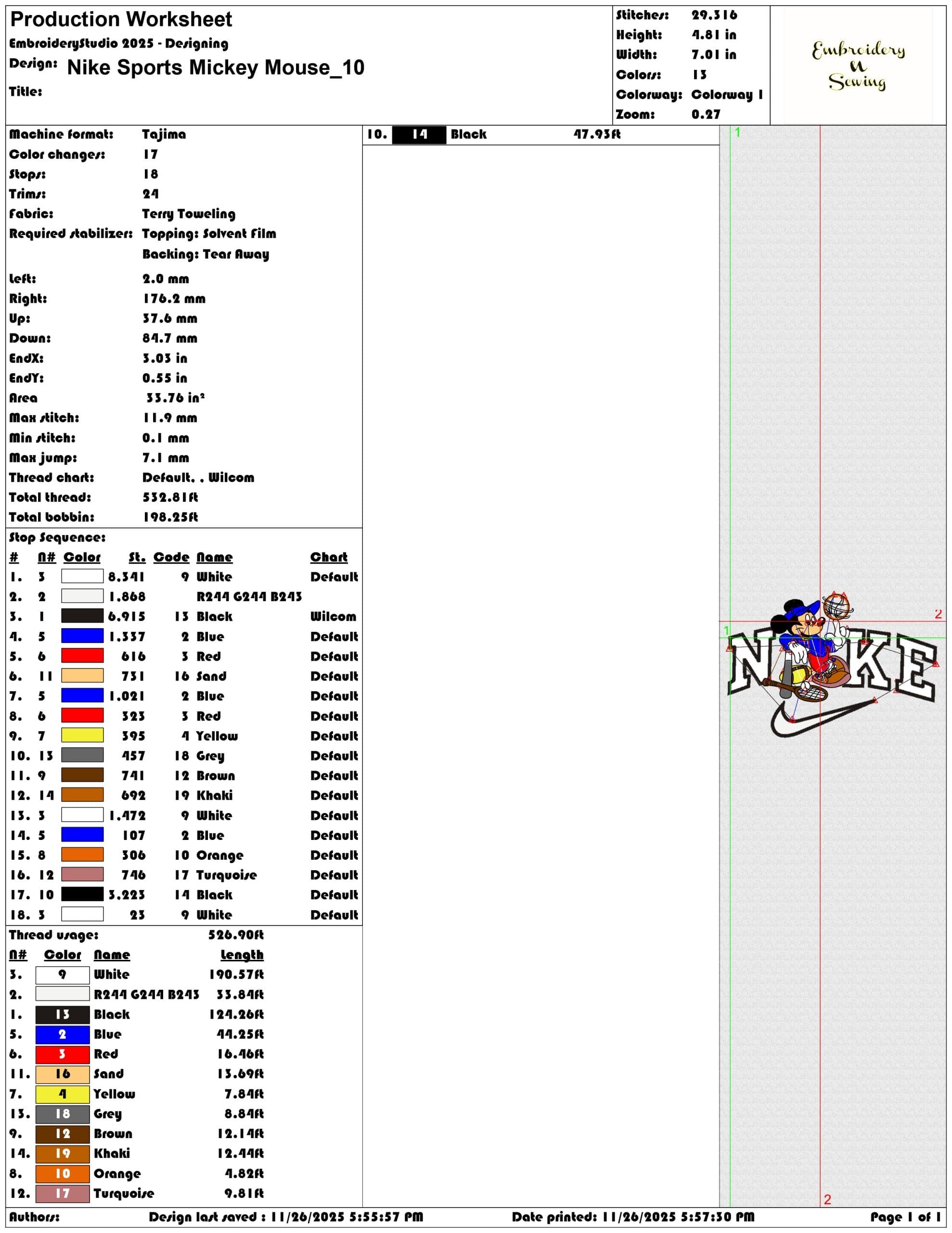Nike Sports Mickey Mouse- Elegant embroidery design file - instant download — view 3
