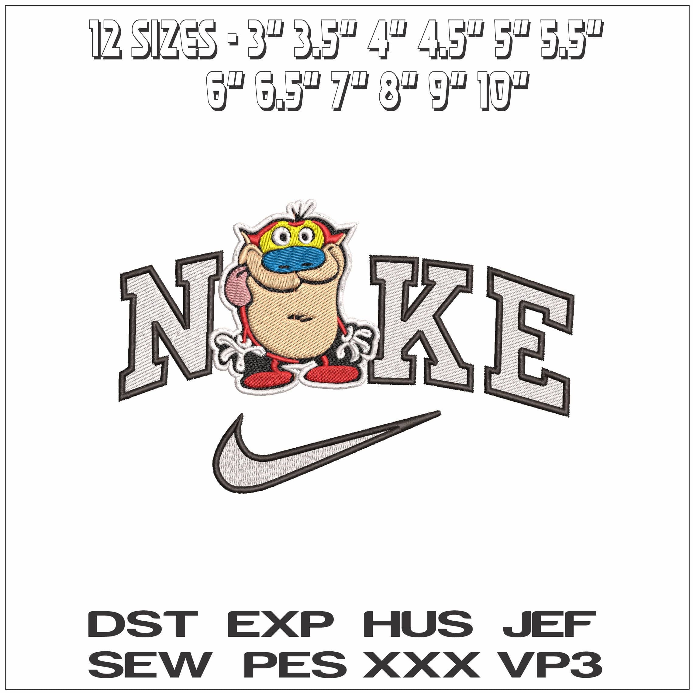 Nike Stimpy of Rum and Stimpy- Elegant embroidery design file - instant download — view 2
