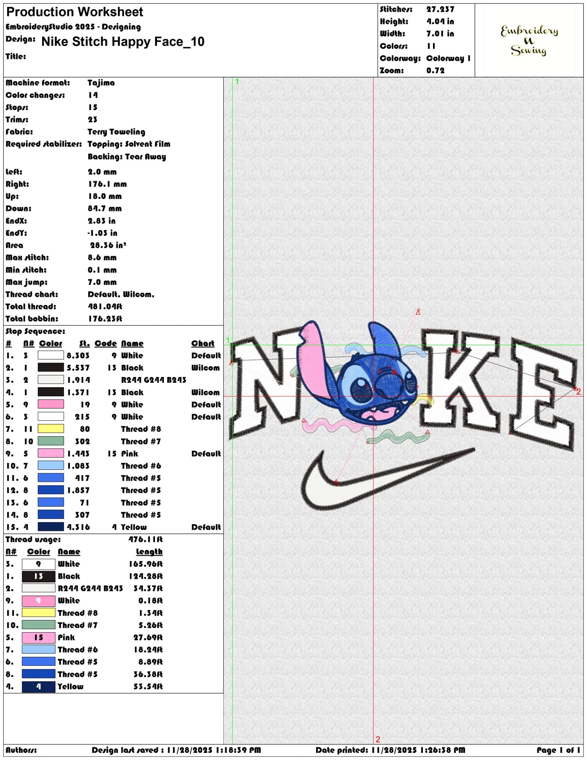 Nike Stitch Happy Face- Elegant embroidery design file - instant download — view 3