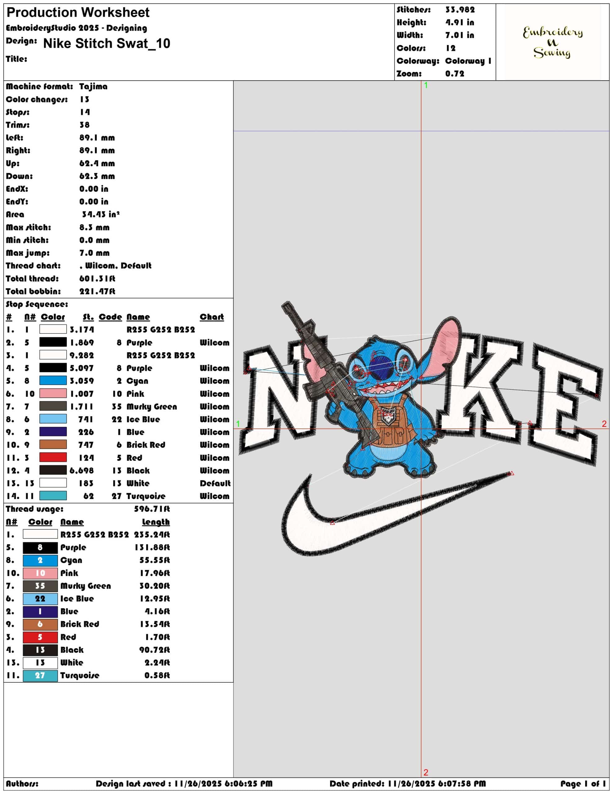 Nike Stitch Swat- Elegant embroidery design file - instant download — view 3
