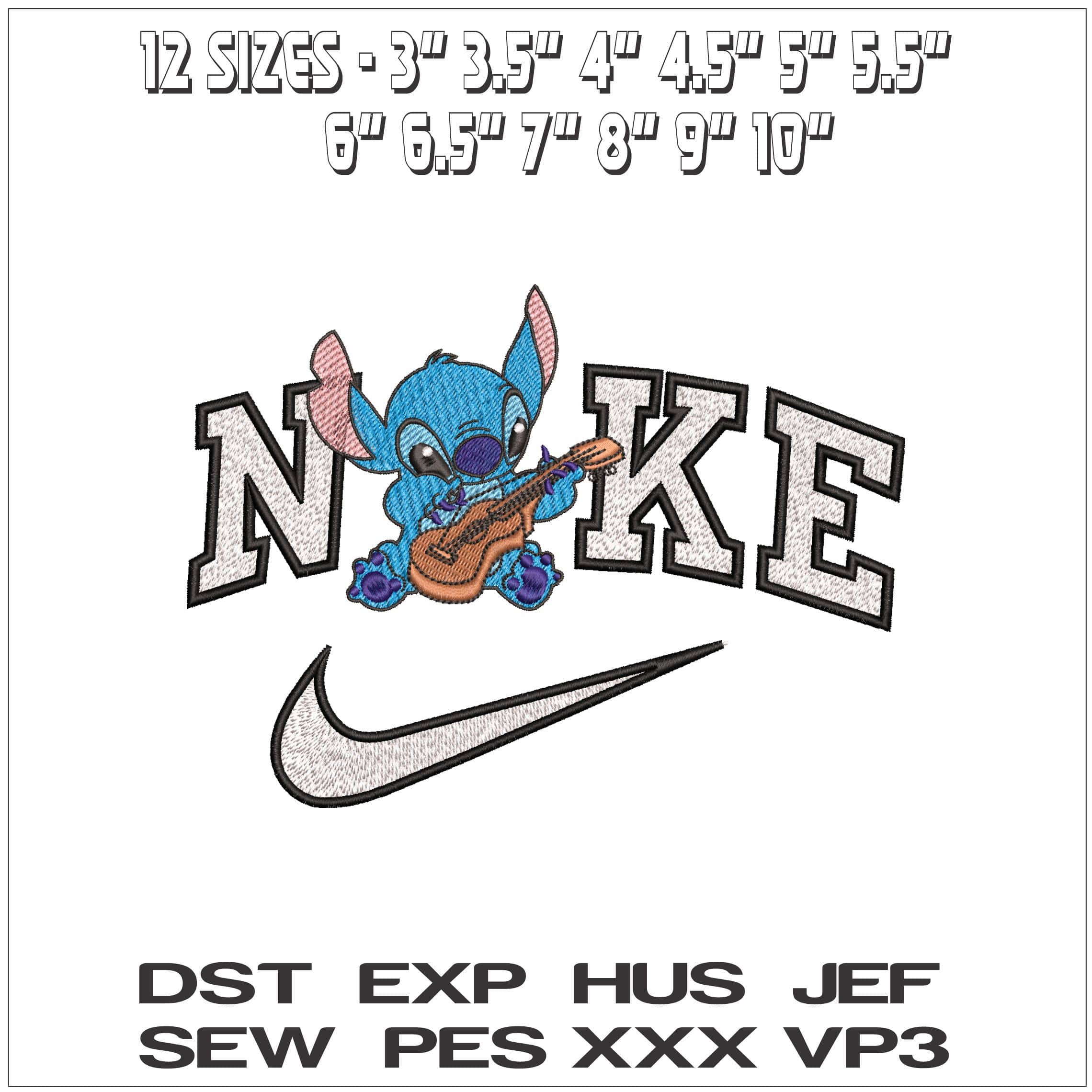 Nike Stitch with Guitar- Elegant embroidery design file - instant download — view 2