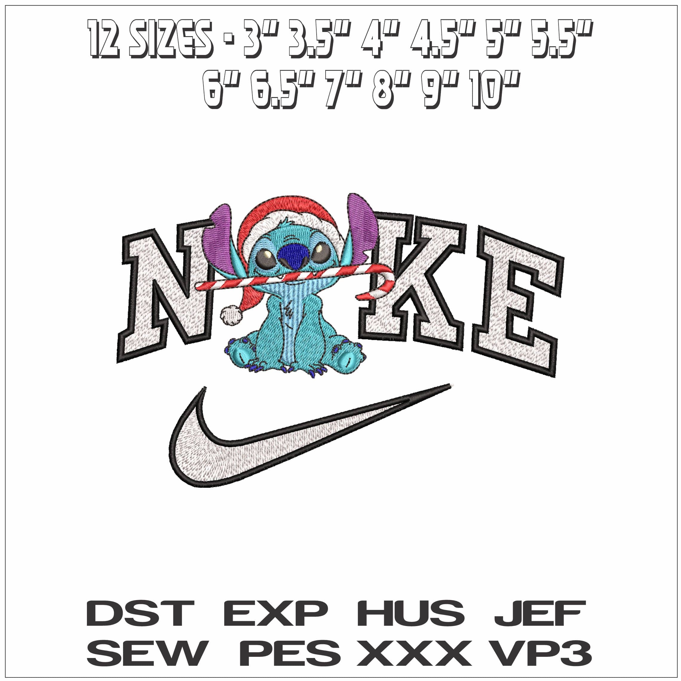 Nike Stitch Xmas Cane- Elegant embroidery design file - instant download — view 2