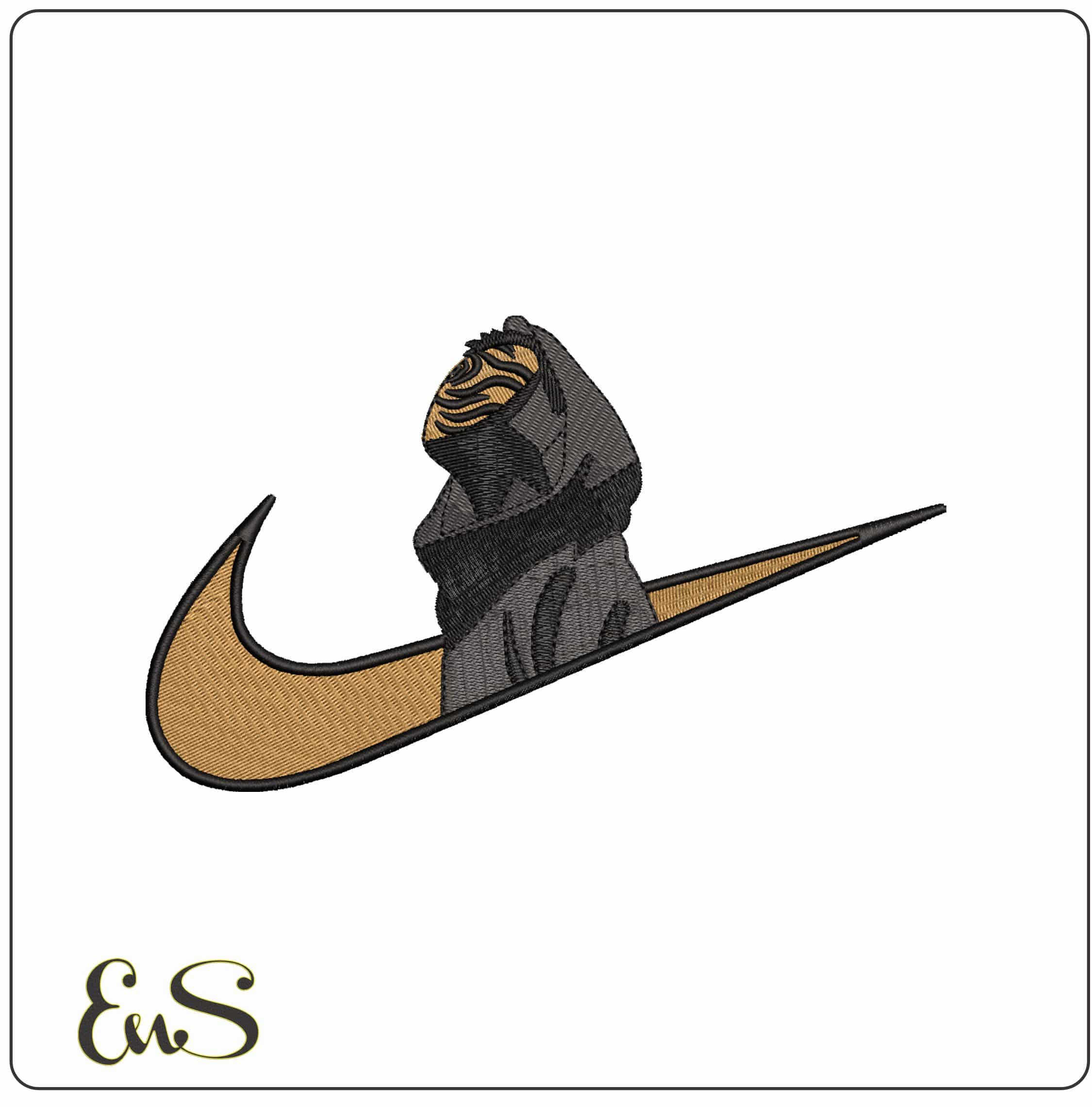 Nike Swoosh Obitos Ten Tails Naruto Anime- Elegant embroidery design file - instant download