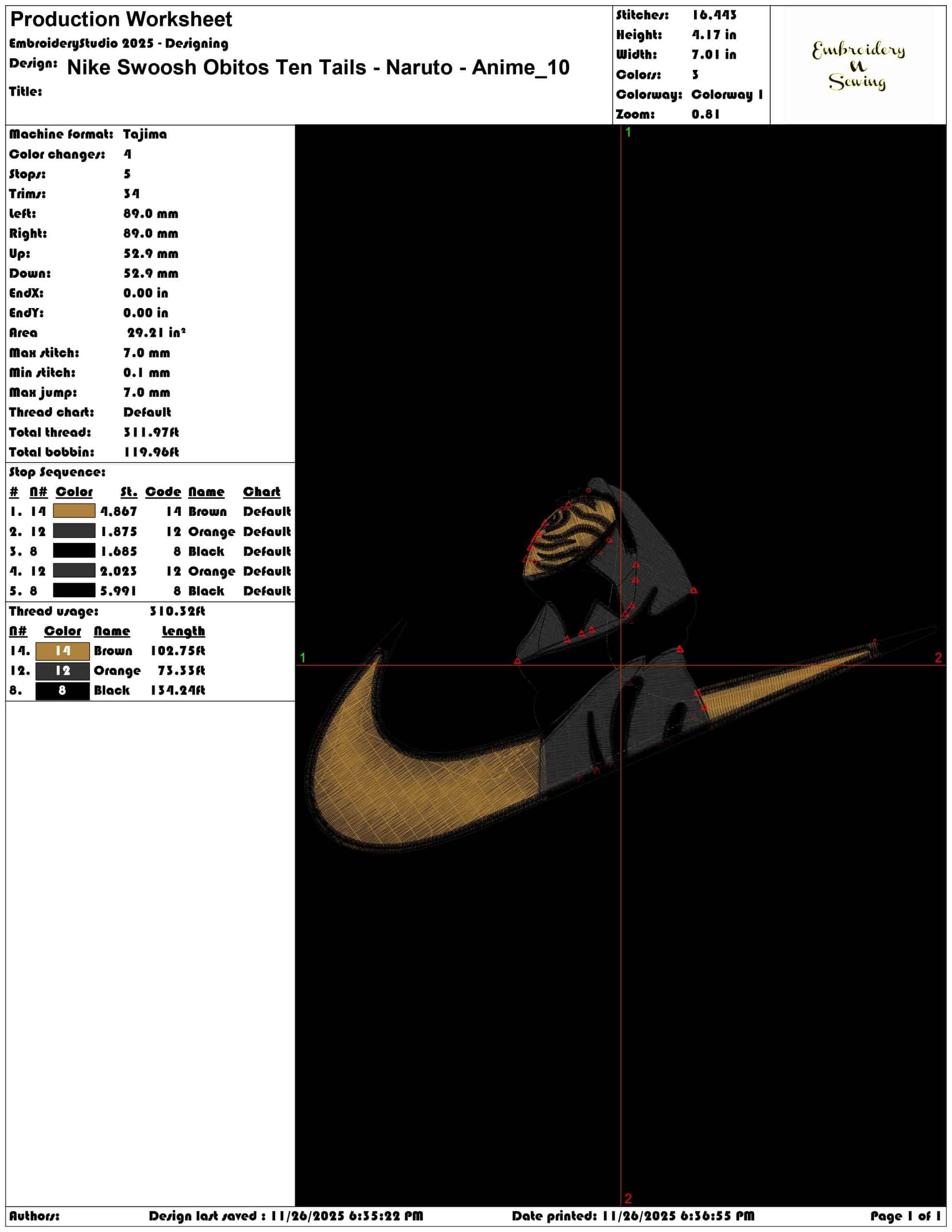 Nike Swoosh Obitos Ten Tails Naruto Anime- Elegant embroidery design file - instant download — view 3