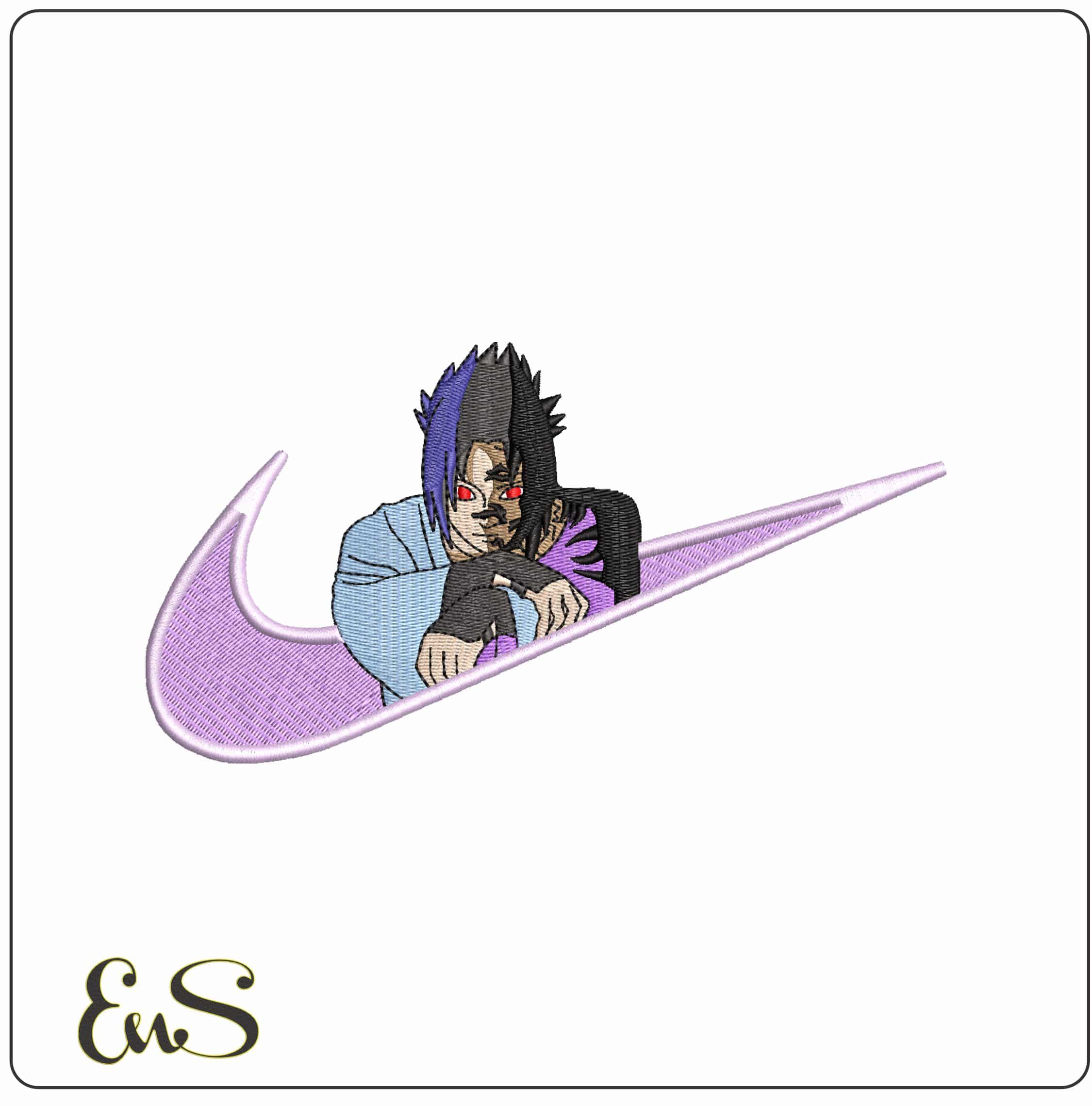 Nike Swoosh Sasuke Uchiha Resting Naruto Anime- Elegant embroidery design file - instant download