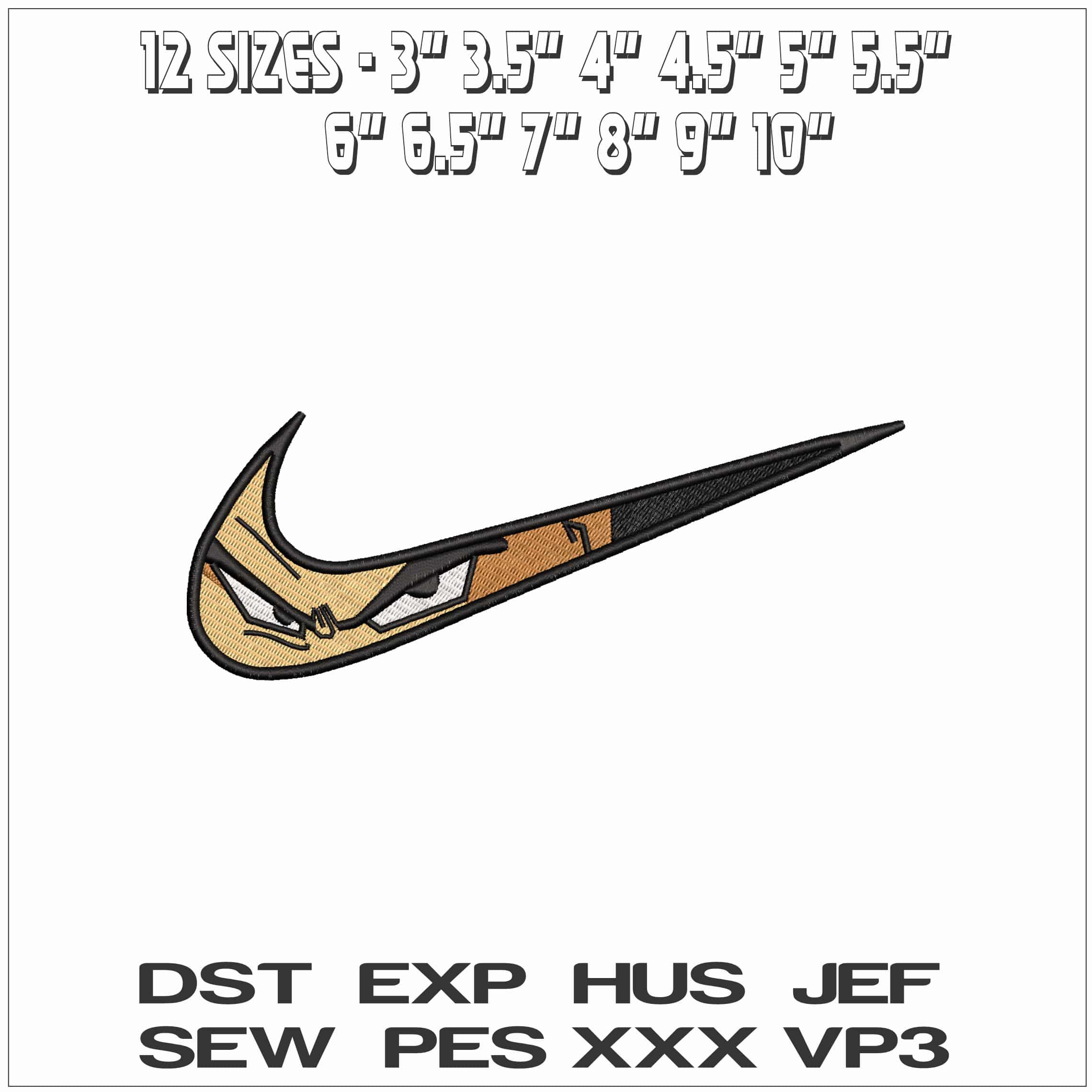 Nike Swoosh Vegetta eyes- Elegant embroidery design file - instant download — view 2