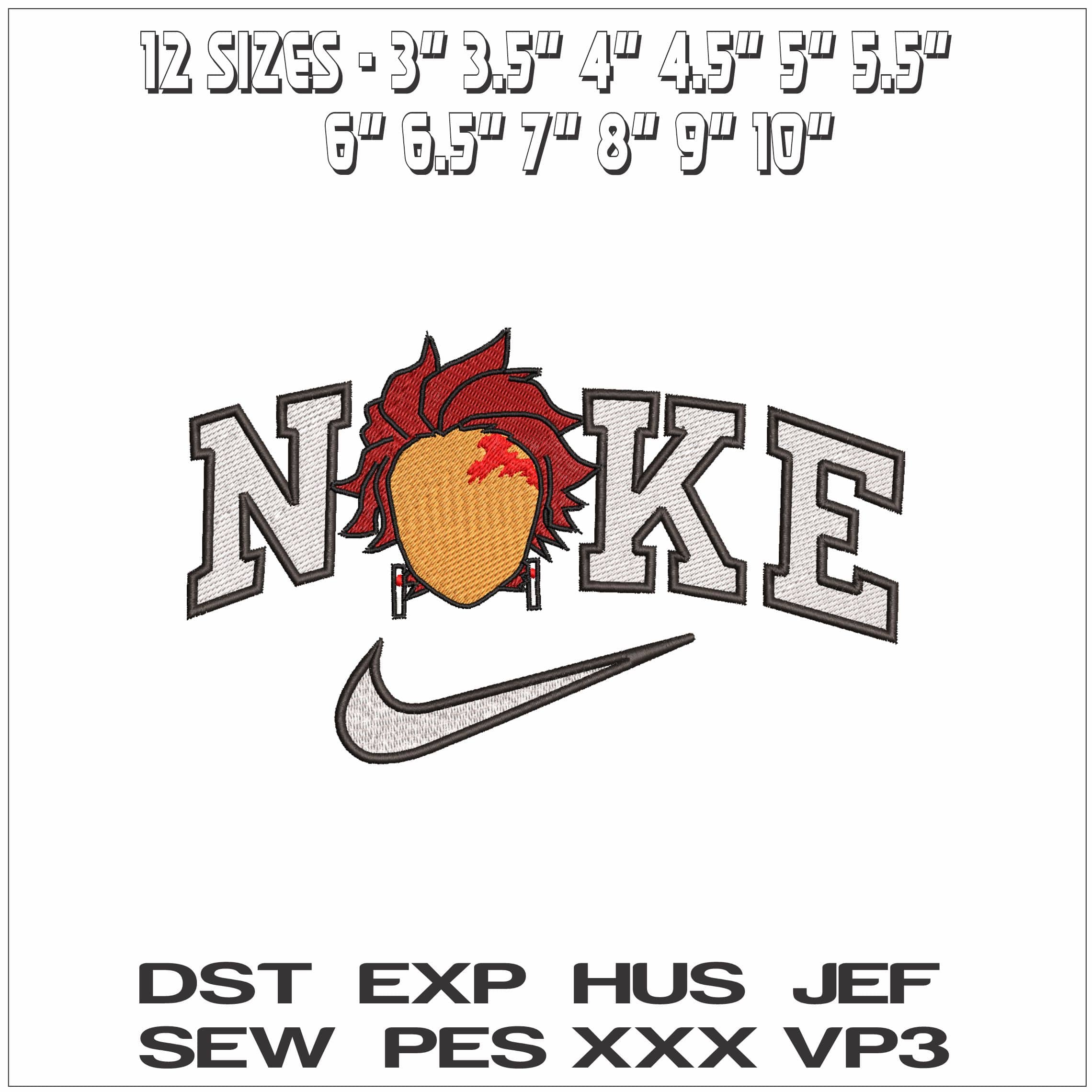Nike Tanjiro Kamado Anime- Elegant embroidery design file - instant download — view 2