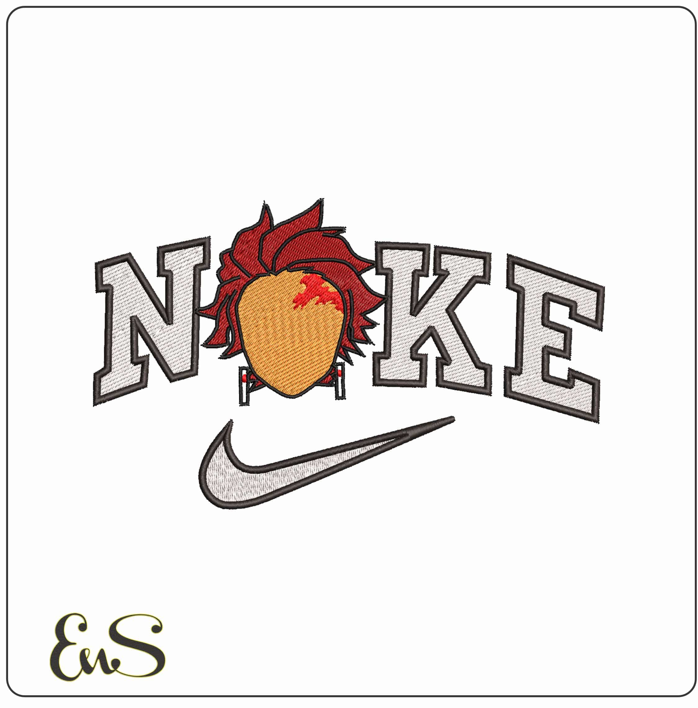 Nike Tanjiro Kamado Anime- Elegant embroidery design file - instant download