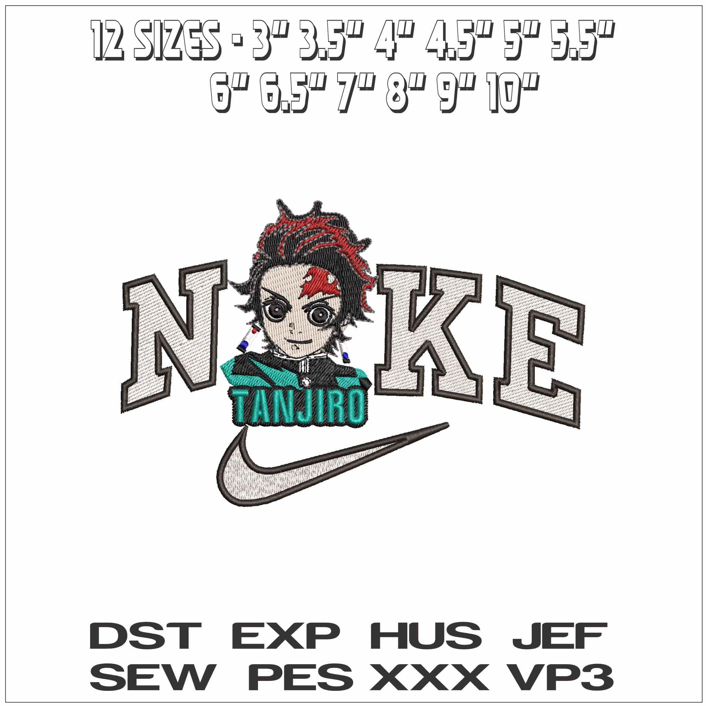 Nike Tanjiro Kamado with Name Demon Slayer Anime- Elegant embroidery design file - instant download — view 2