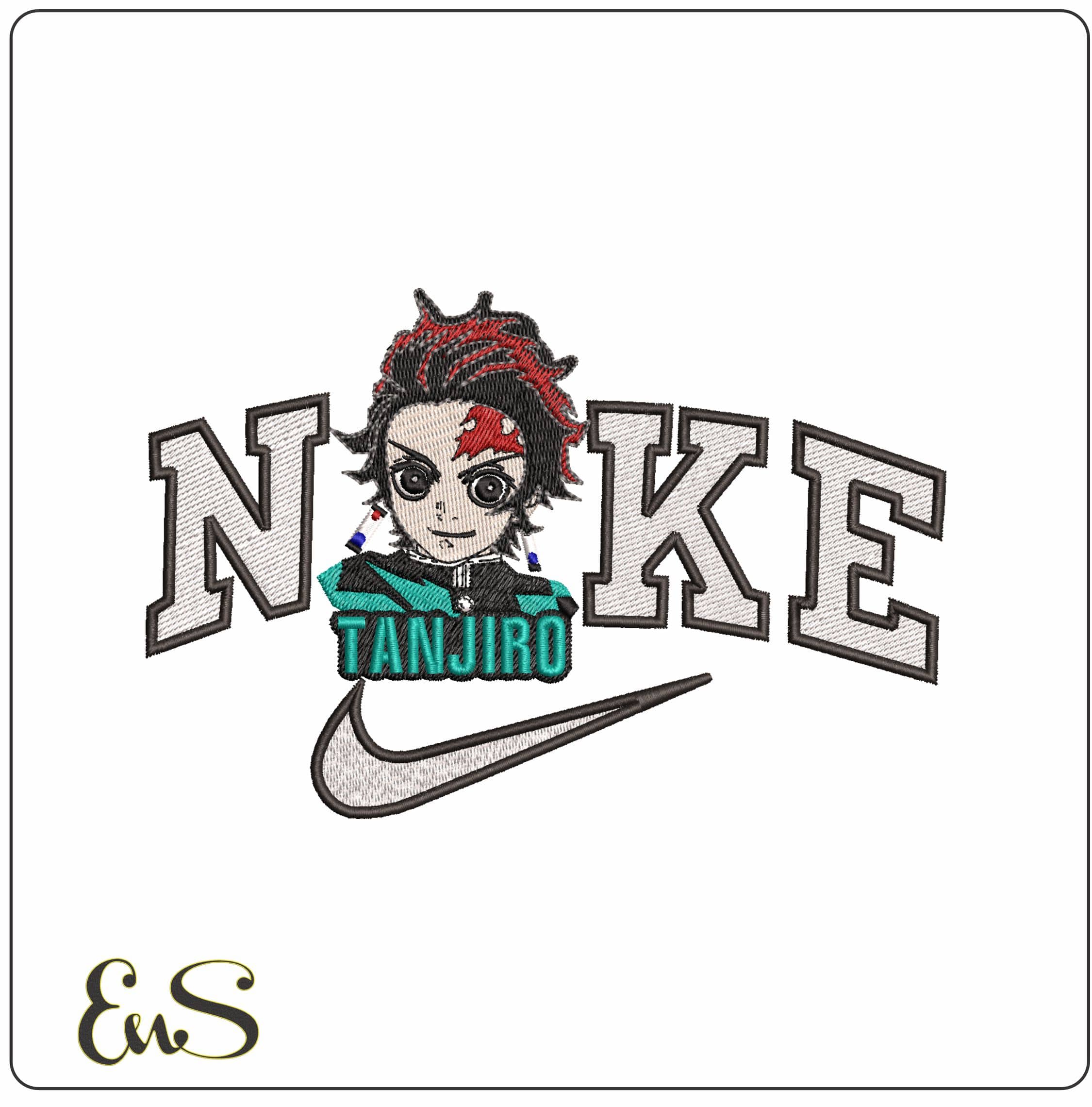 Nike Tanjiro Kamado with Name Demon Slayer Anime- Elegant embroidery design file - instant download